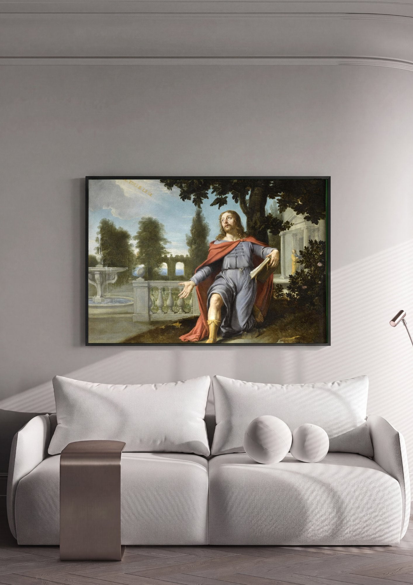 Quadro Decorativo A Conversão de Santo Agostinho - Philippe de Champaigne em ambiente decorado