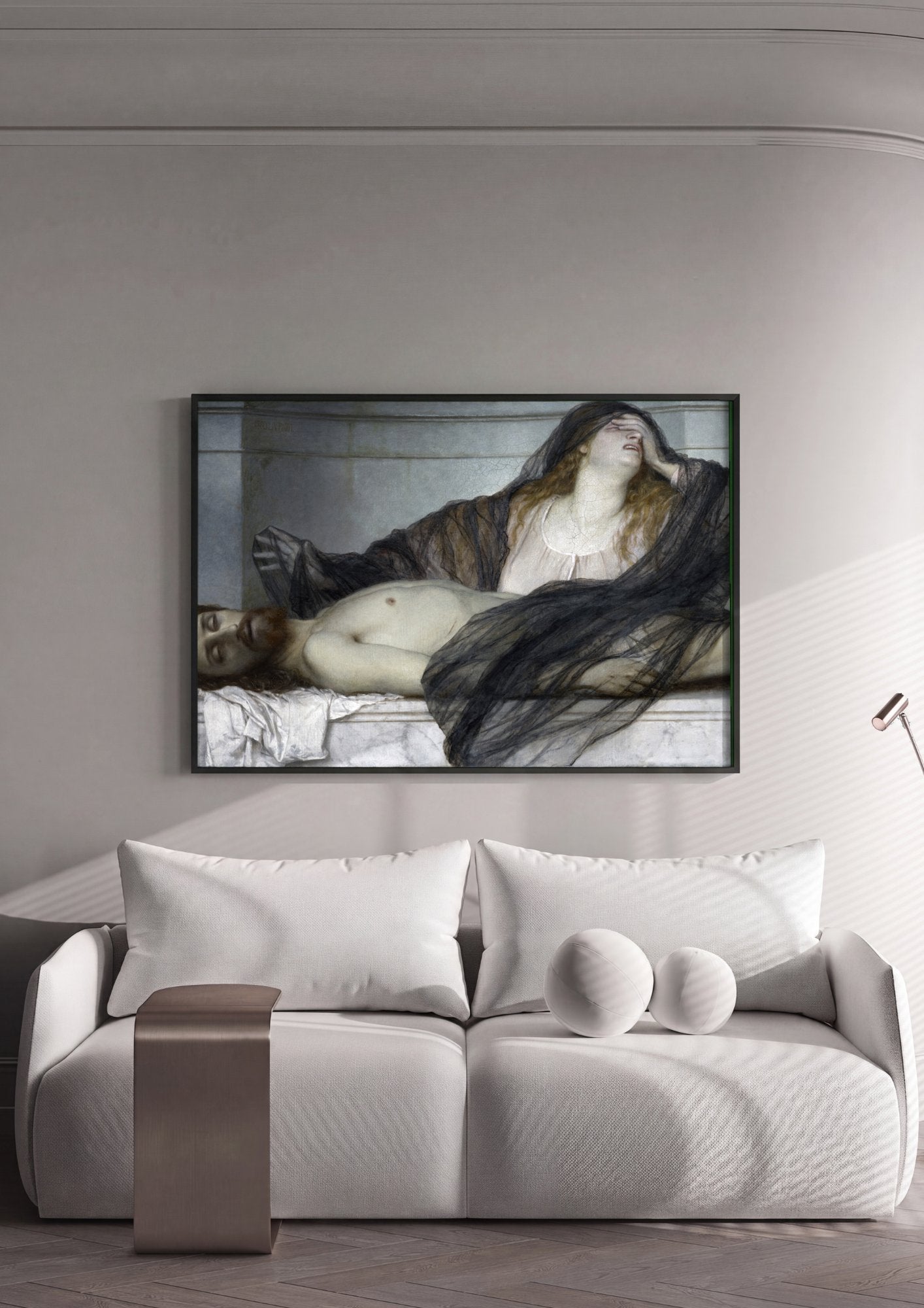 Quadro Decorativo Lamentação de Cristo - Arnold Böcklin em ambiente decorado