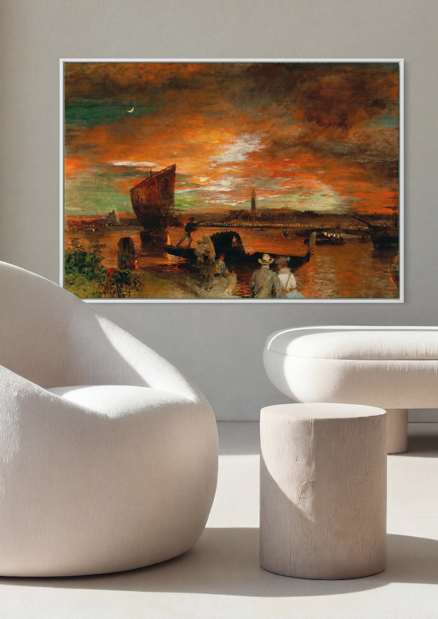 Quadro Decorativo Pôr do Sol em Veneza - Oswald Achenbach | quadro emoldurado na parede