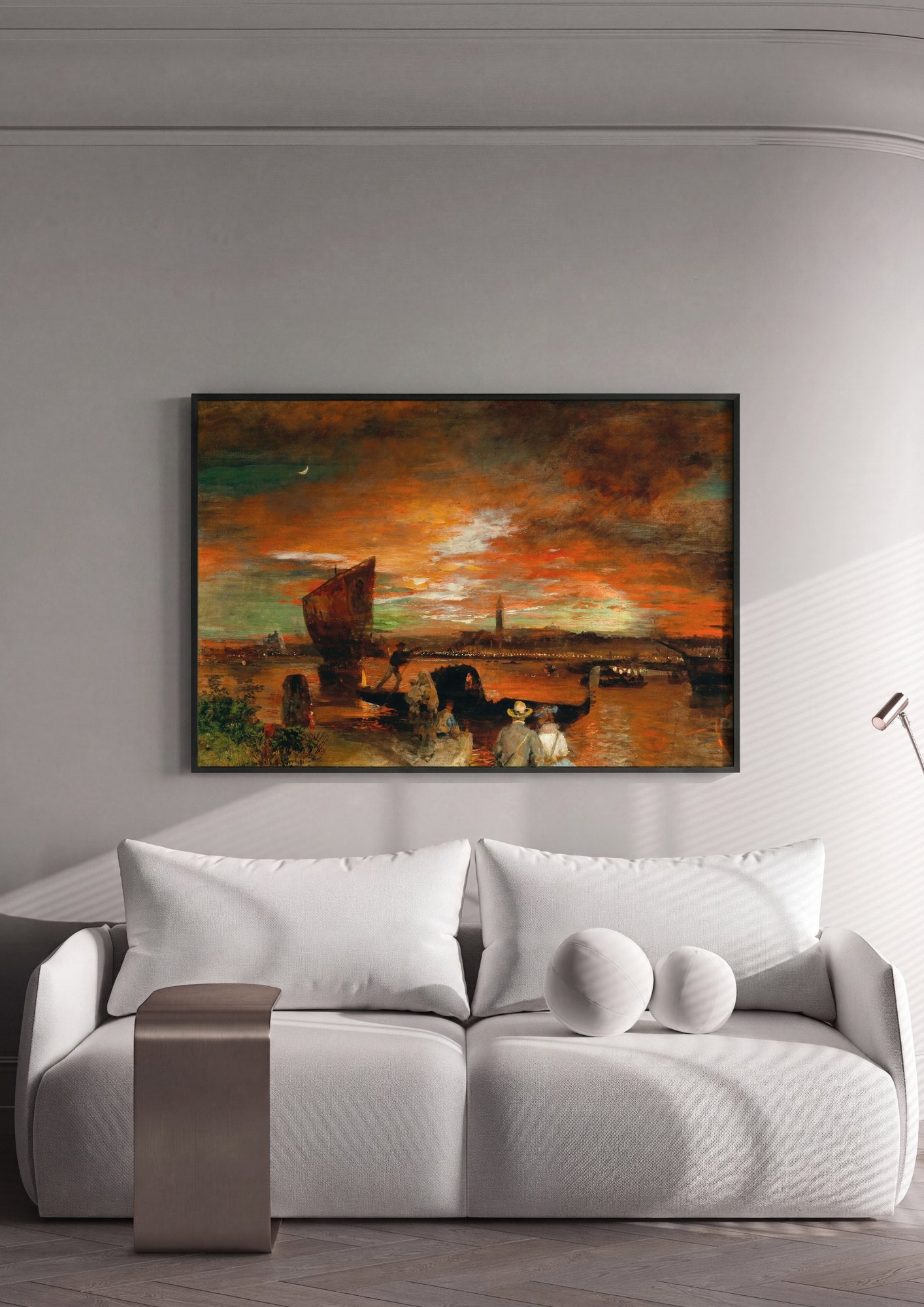 Quadro Decorativo Pôr do Sol em Veneza - Oswald Achenbach | quadro emoldurado na parede