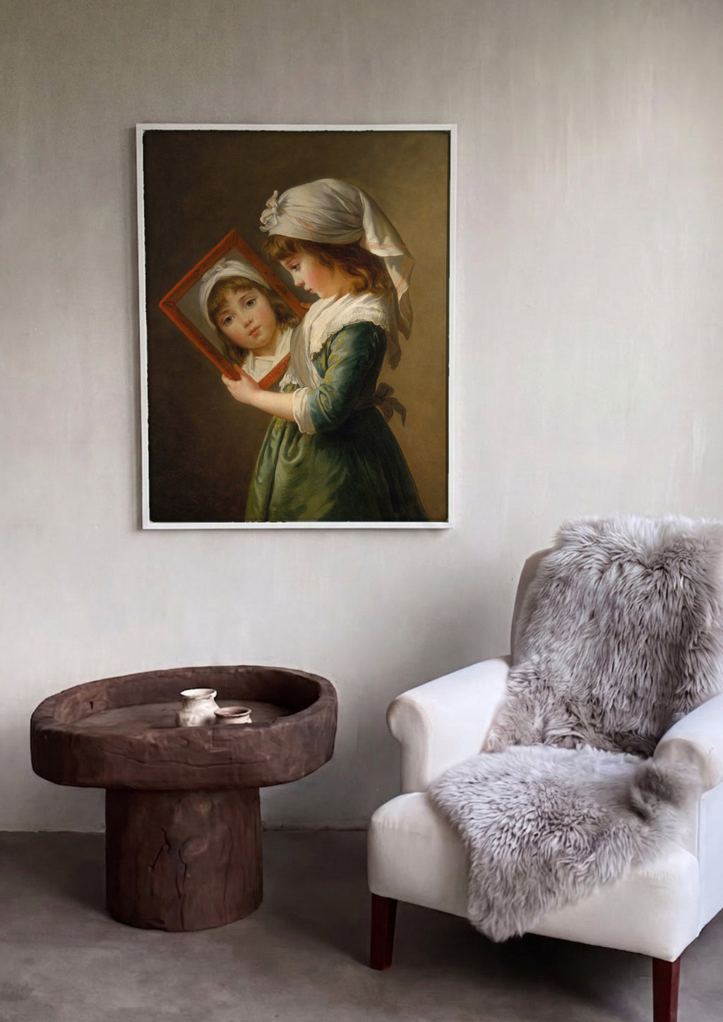 Quadro Decorativo A Menina com o Espelho - Vigée Le Brun | quadro emoldurado na parede
