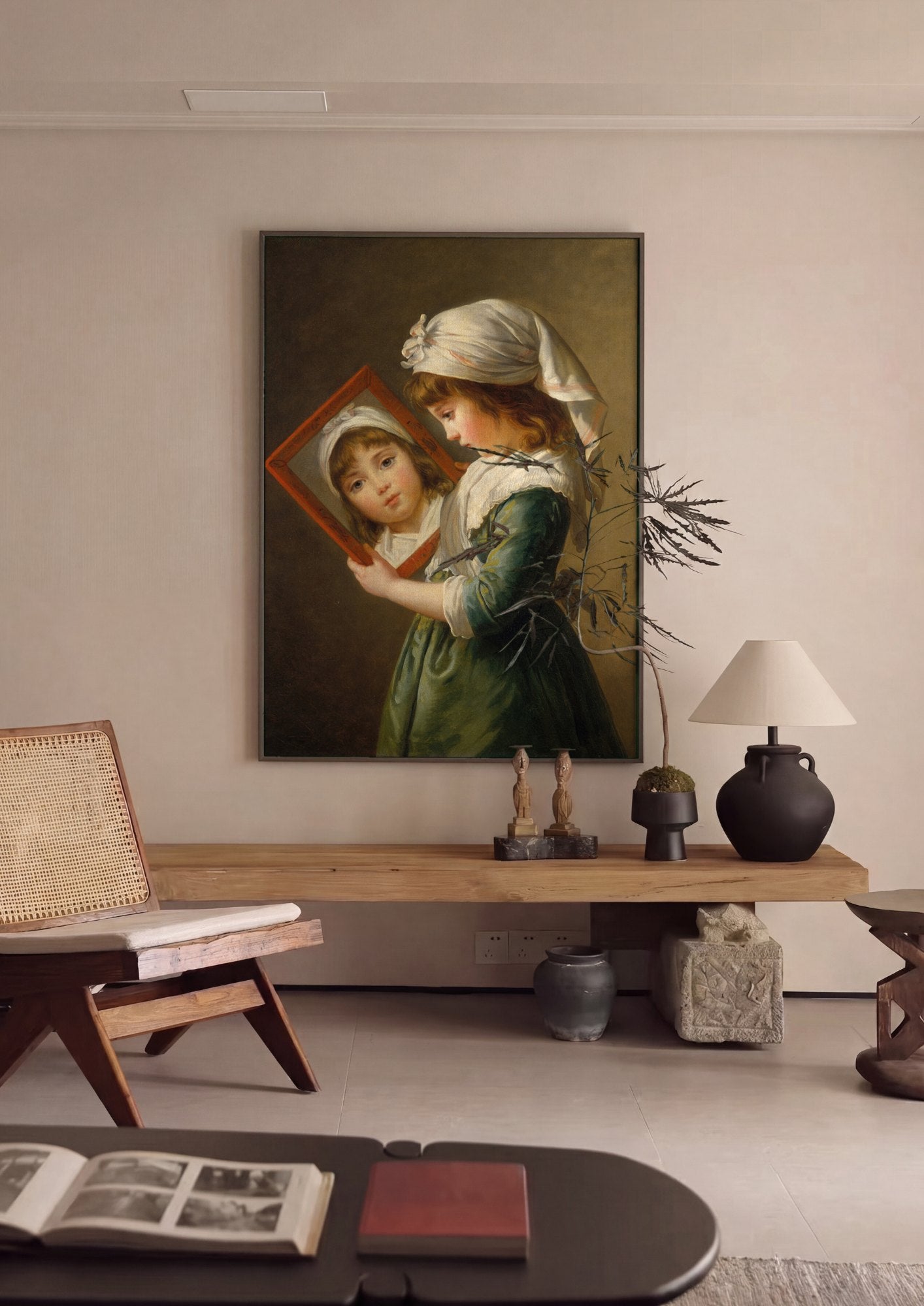 Quadro Decorativo A Menina com o Espelho - Vigée Le Brun | quadro emoldurado na parede