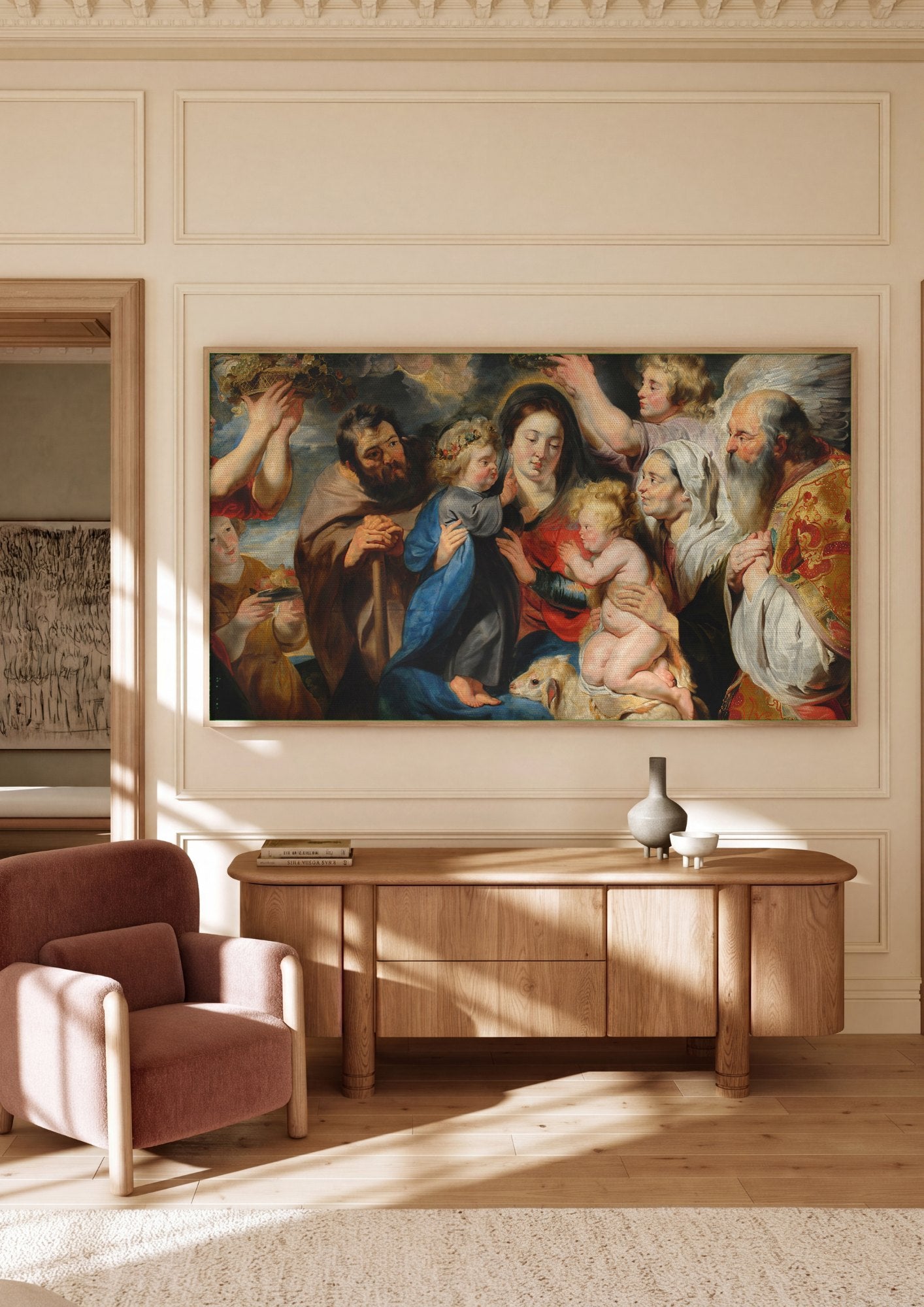 Quadro Decorativo A Sagrada Familia - Jacob Jordaens | quadro emoldurado na parede