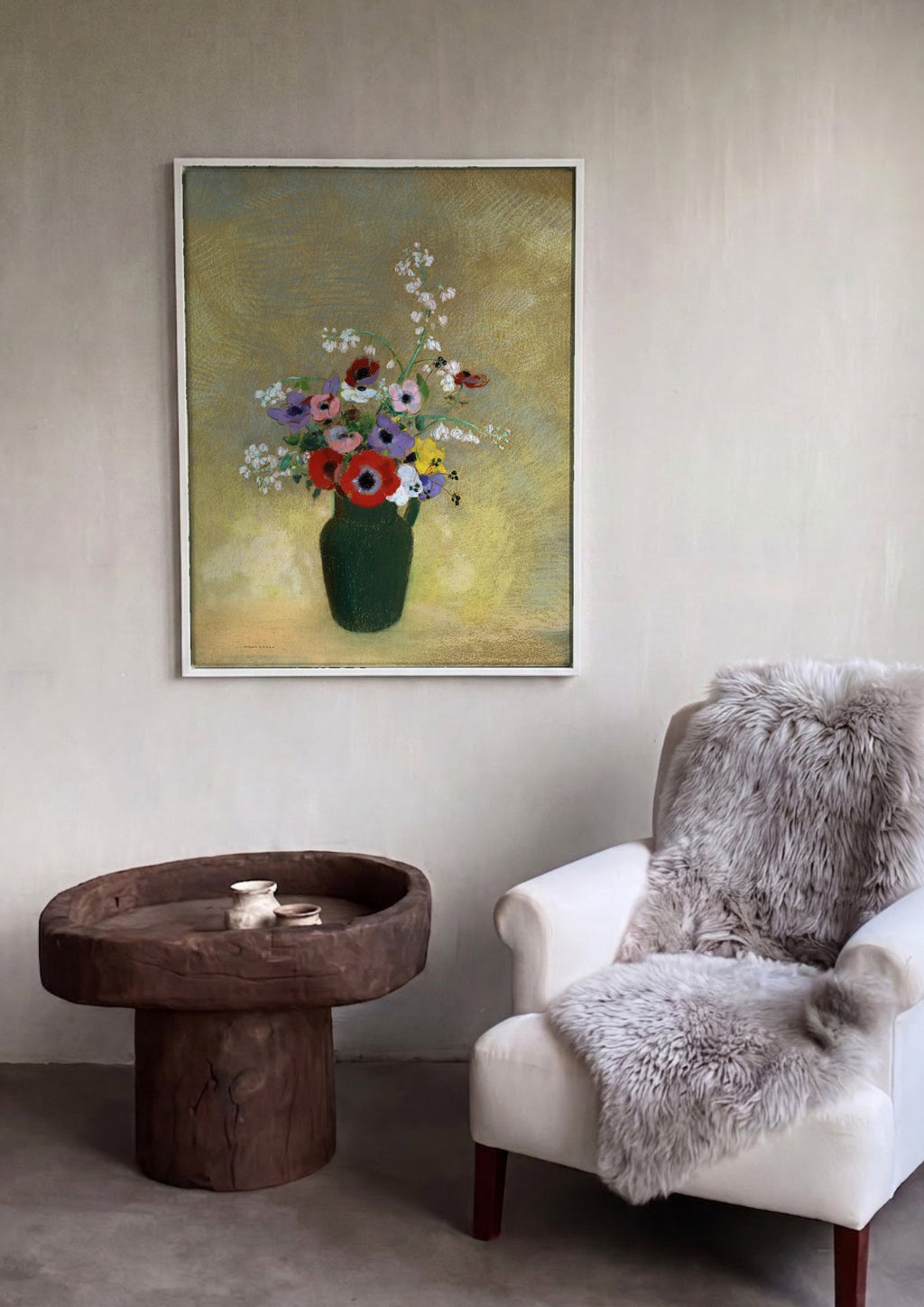 Quadro Decorativo 'Vaso de Anêmonas' - Odilon Redon | quadro emoldurado na parede