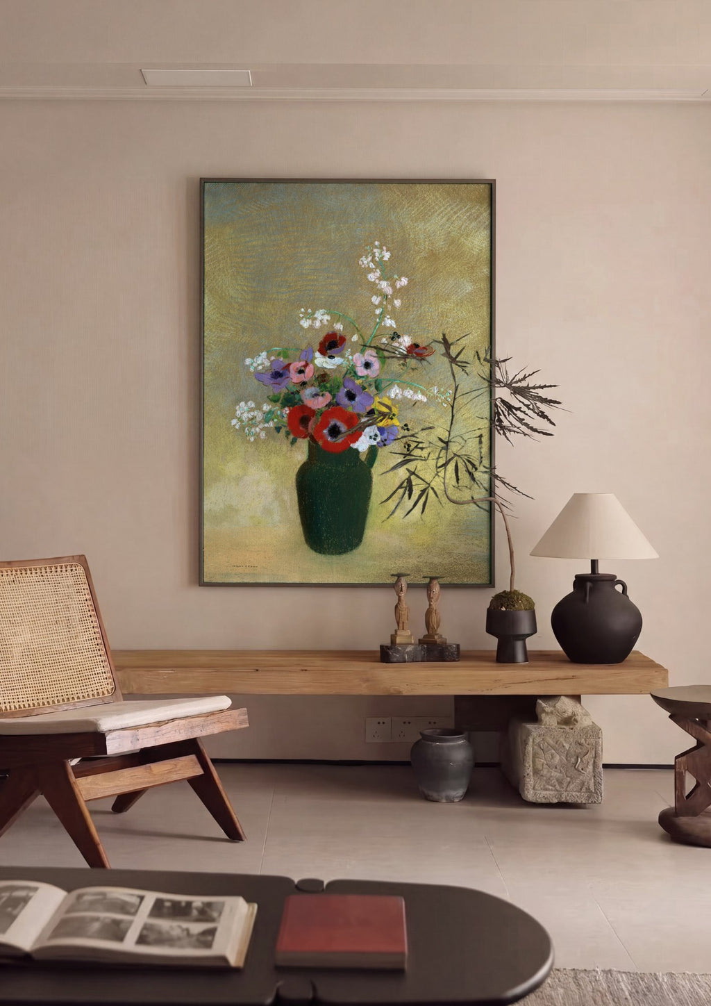 Quadro Decorativo 'Vaso de Anêmonas' - Odilon Redon | quadro emoldurado na parede