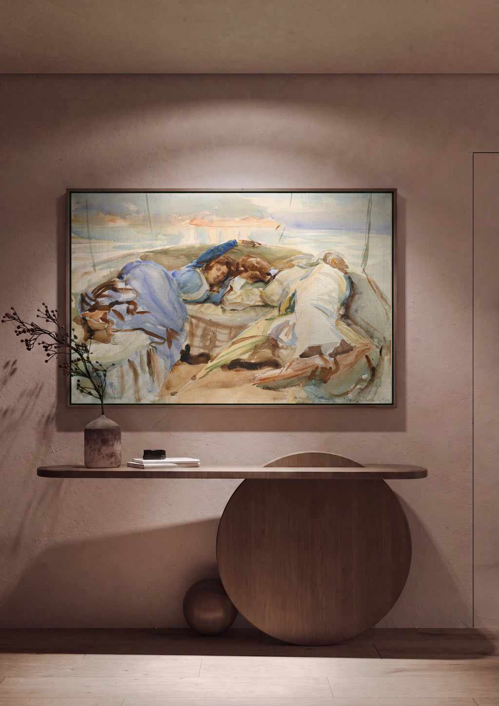 Quadro Decorativo Crianças Dormindo no Barco - John Singer Sargent em ambiente decorado