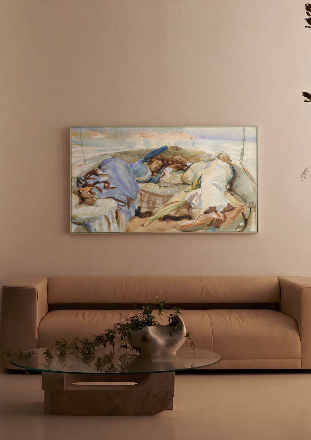 Quadro Decorativo Crianças Dormindo no Barco - John Singer Sargent em ambiente decorado