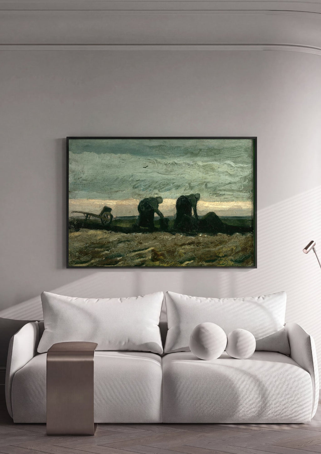 Quadro Decorativo Camponeses Plantando Batatas - Van Gogh em ambiente decorado