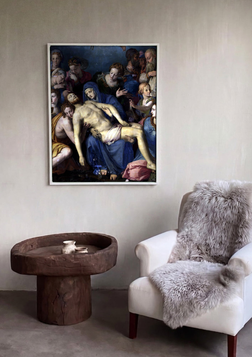 Quadro Decorativo Lamentação de Cristo - Bronzino em ambiente decorado