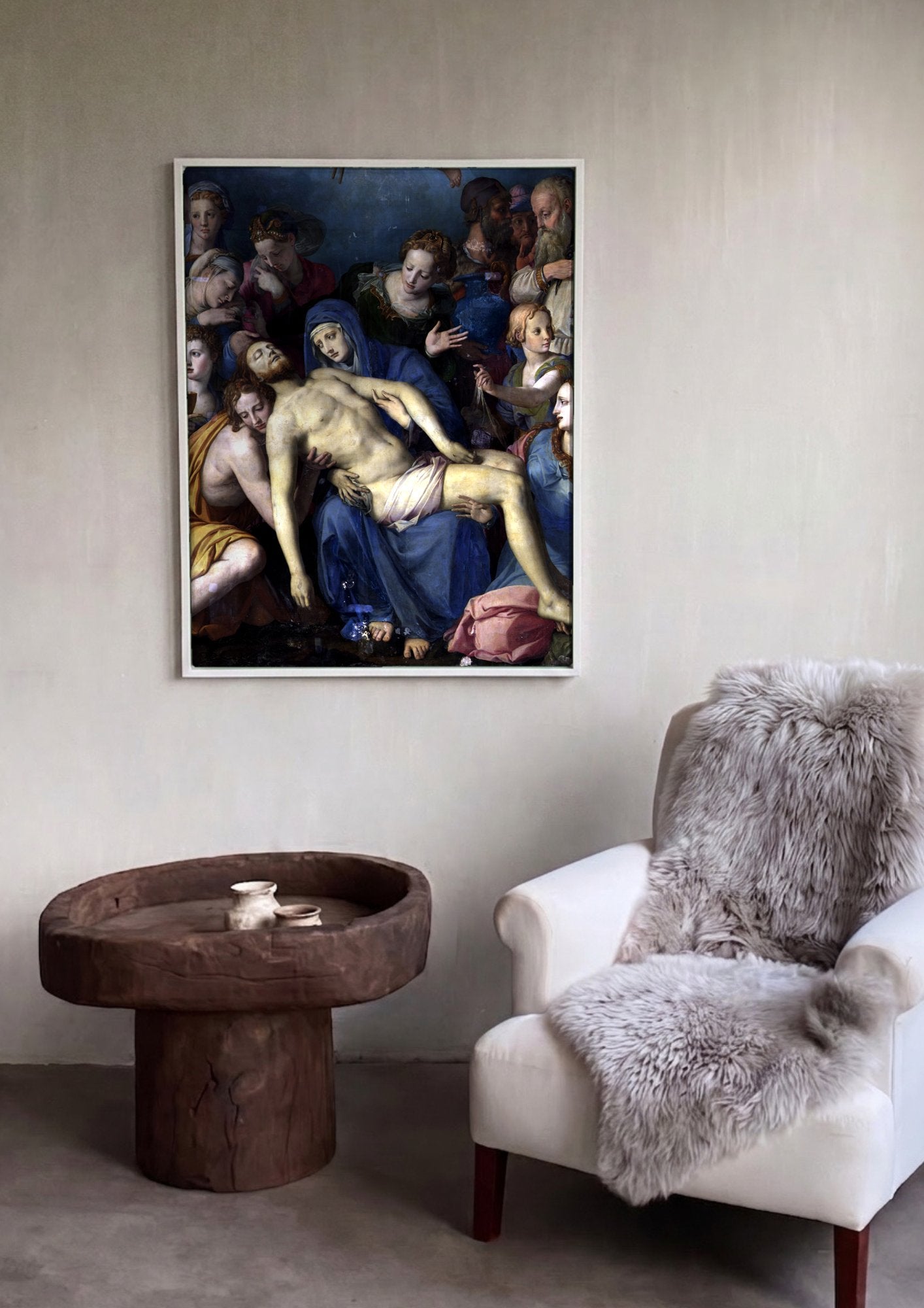 Quadro Decorativo Lamentação de Cristo - Bronzino em ambiente decorado