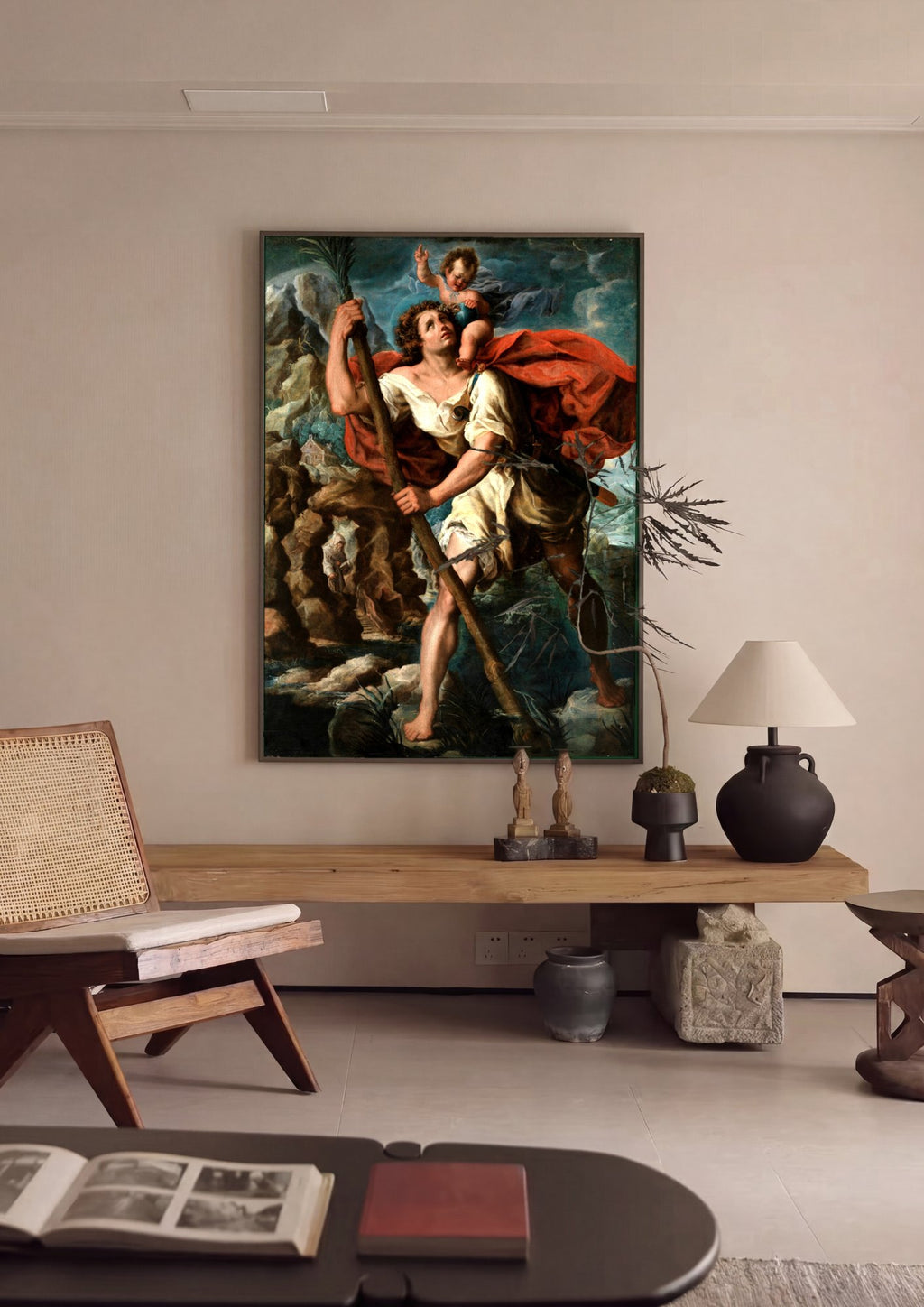 Quadro Decorativo São Cristóvão - Orazio Borgianni em ambiente decorado