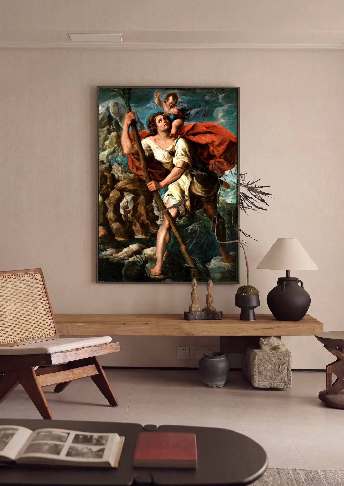 Quadro Decorativo São Cristóvão - Orazio Borgianni em ambiente decorado