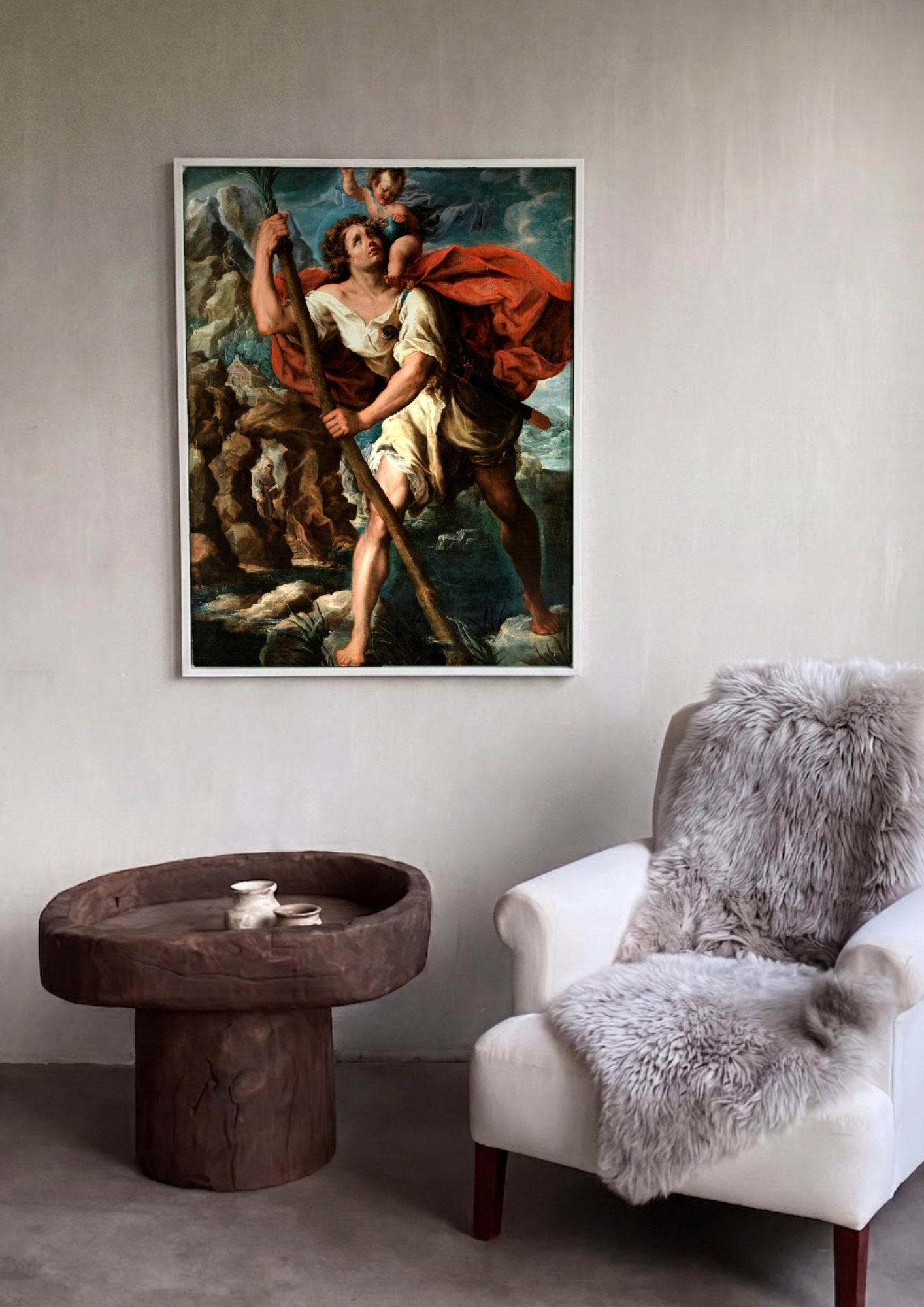 Quadro Decorativo São Cristóvão - Orazio Borgianni em ambiente decorado