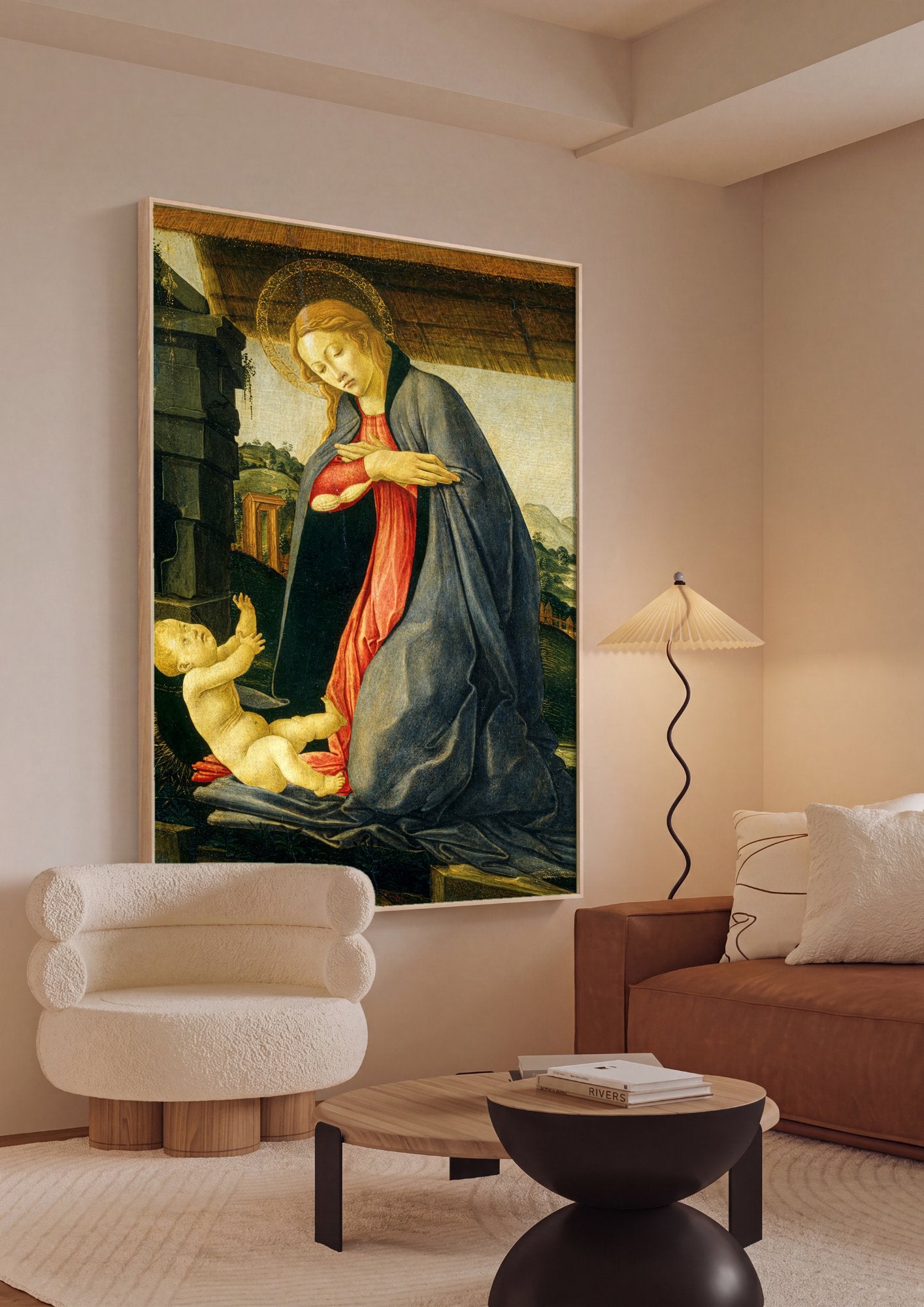 Quadro Decorativo A Adoração do Menino - Botticelli em ambiente decorado