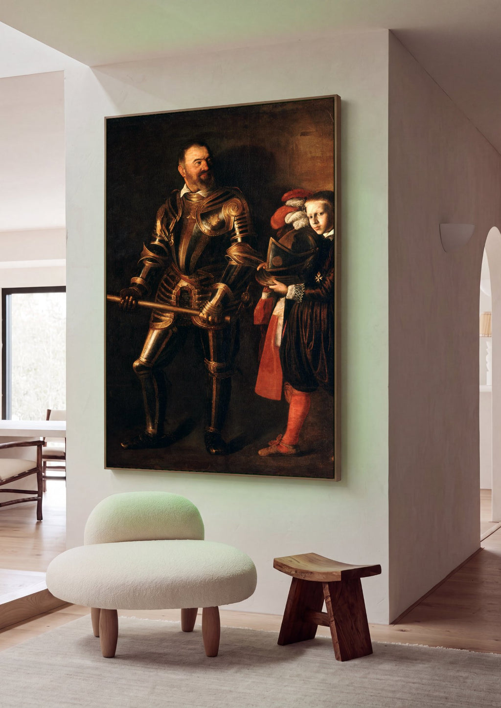 Quadro Decorativo Retrato de Cavaleiro com Pajem - Caravaggio em ambiente decorado