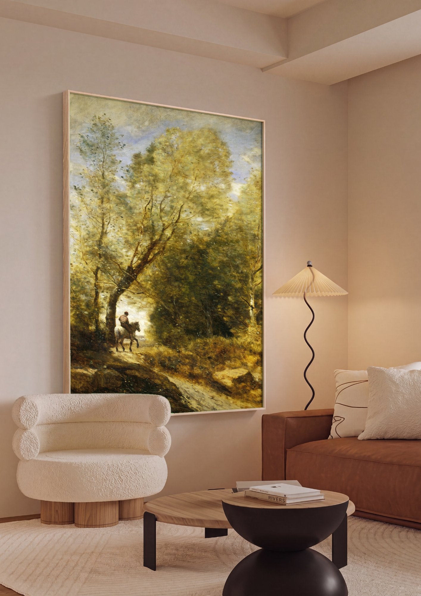 Quadro Decorativo Floresta e Cavaleiro - Corot em ambiente decorado