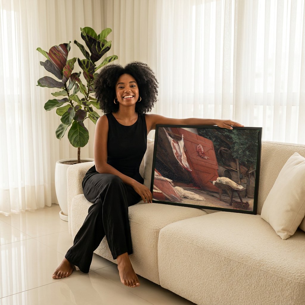 Quadro Decorativo A Casa do Açougueiro - Carl Bloch com modelo em ambiente