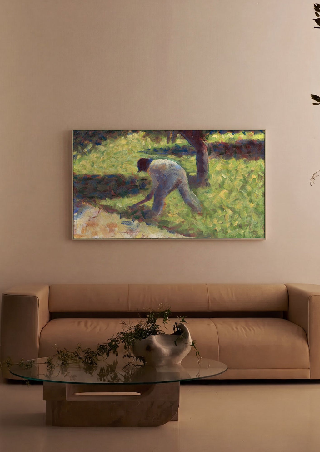 Quadro Decorativo Homem Trabalhando no Campo - Georges Seurat em ambiente decorado