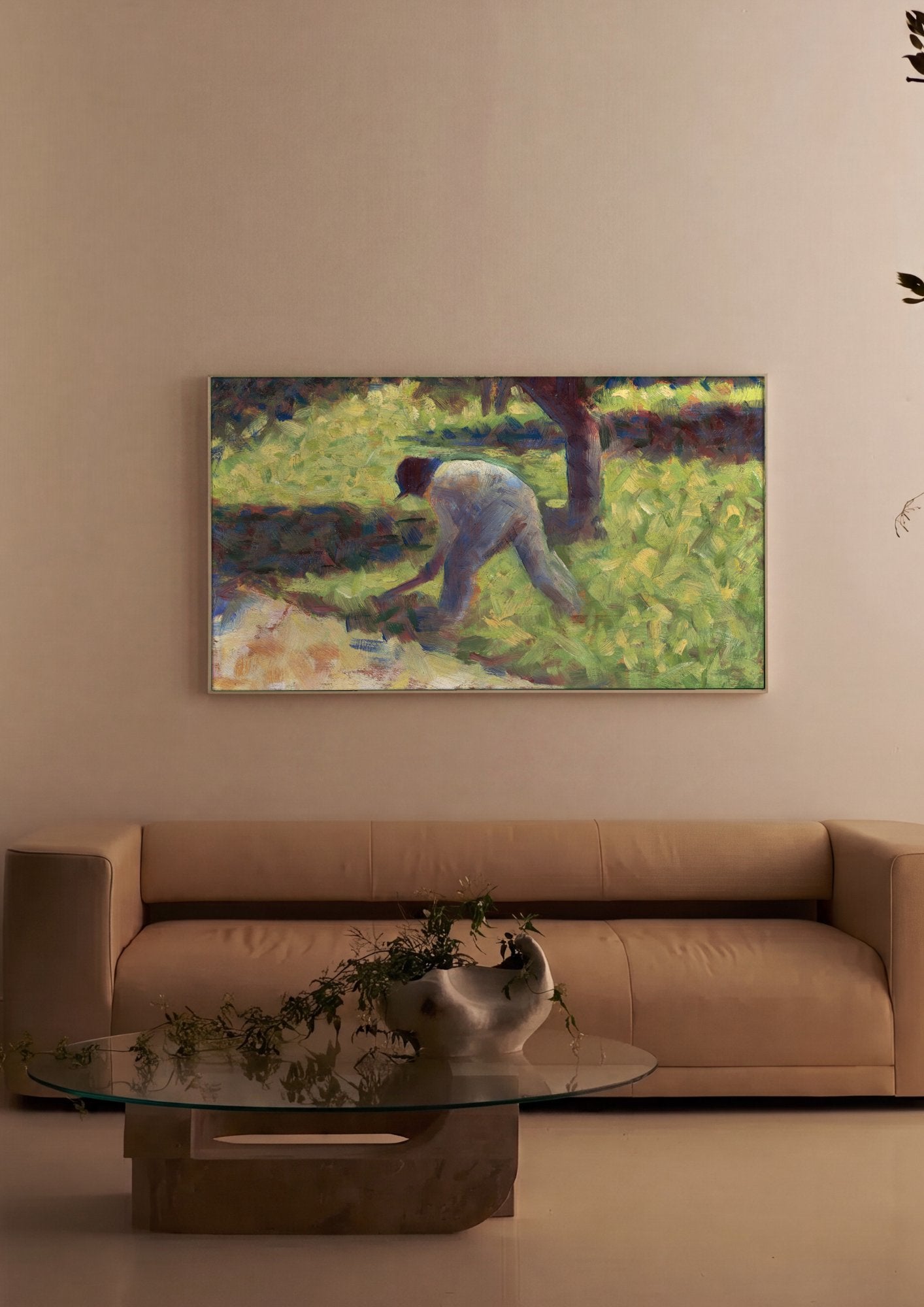 Quadro Decorativo Homem Trabalhando no Campo - Georges Seurat em ambiente decorado