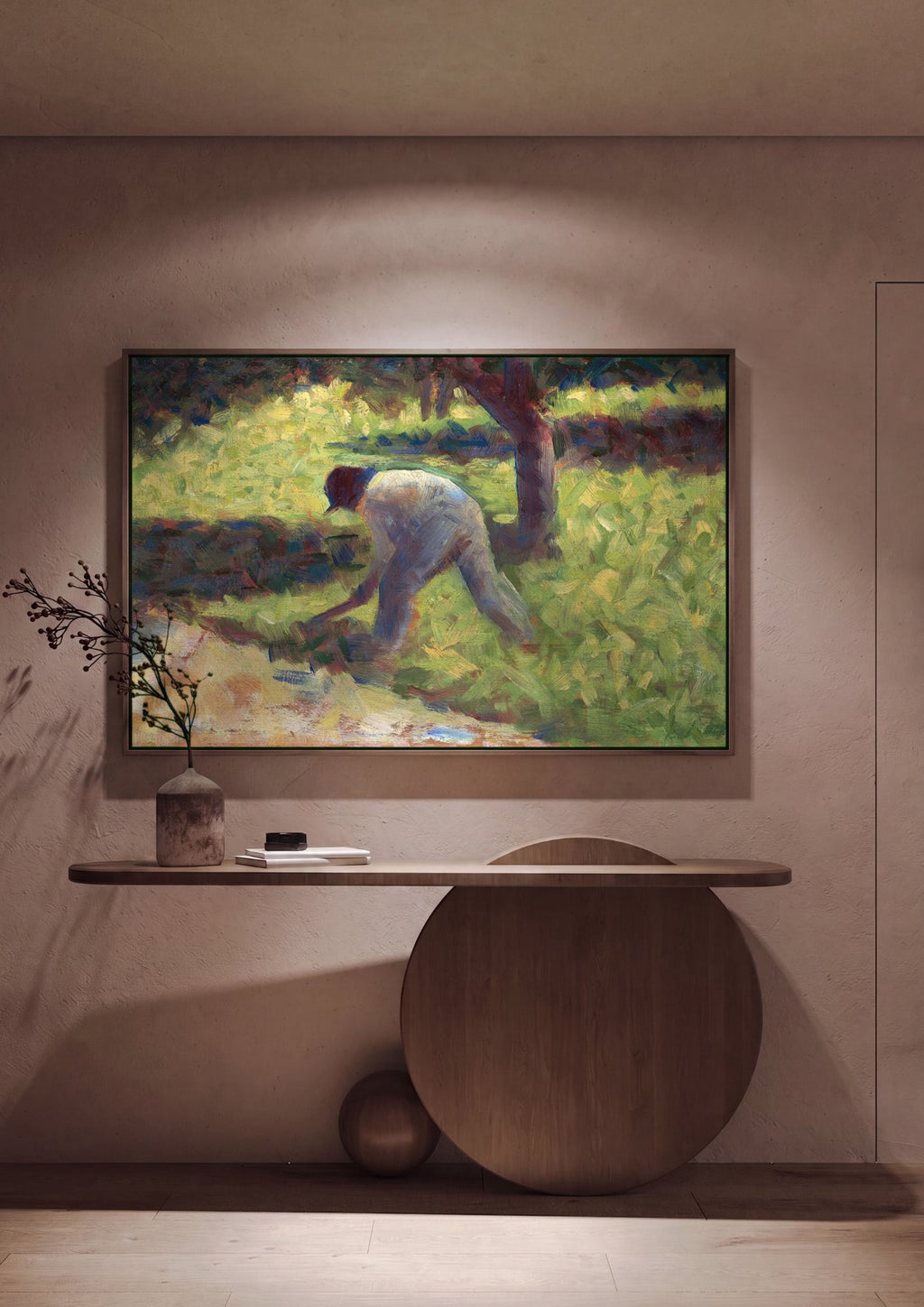 Quadro Decorativo Homem Trabalhando no Campo - Georges Seurat em ambiente decorado