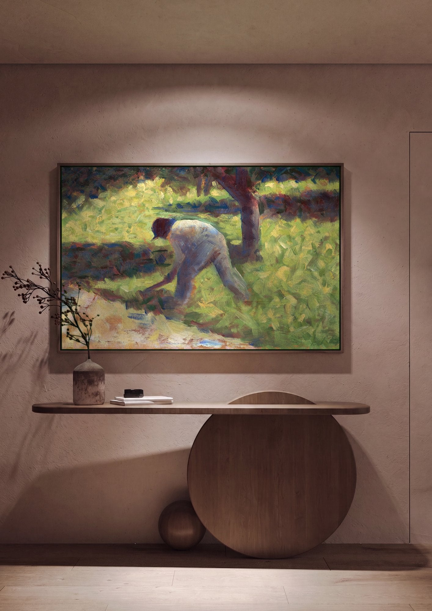 Quadro Decorativo Homem Trabalhando no Campo - Georges Seurat em ambiente decorado