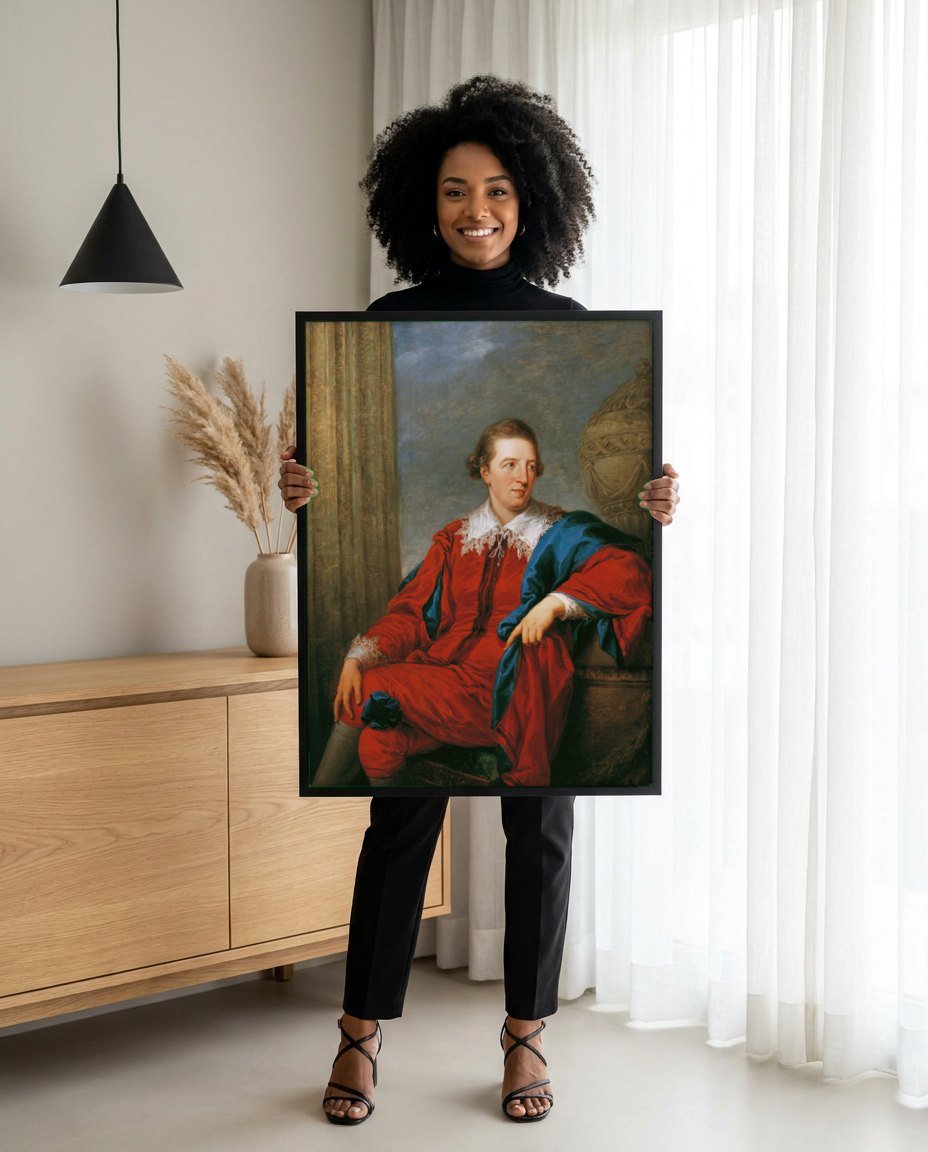 Quadro Decorativo Retrato de Cavalheiro - Angelica Kauffmann | modelo apresentando o quadro emoldurado