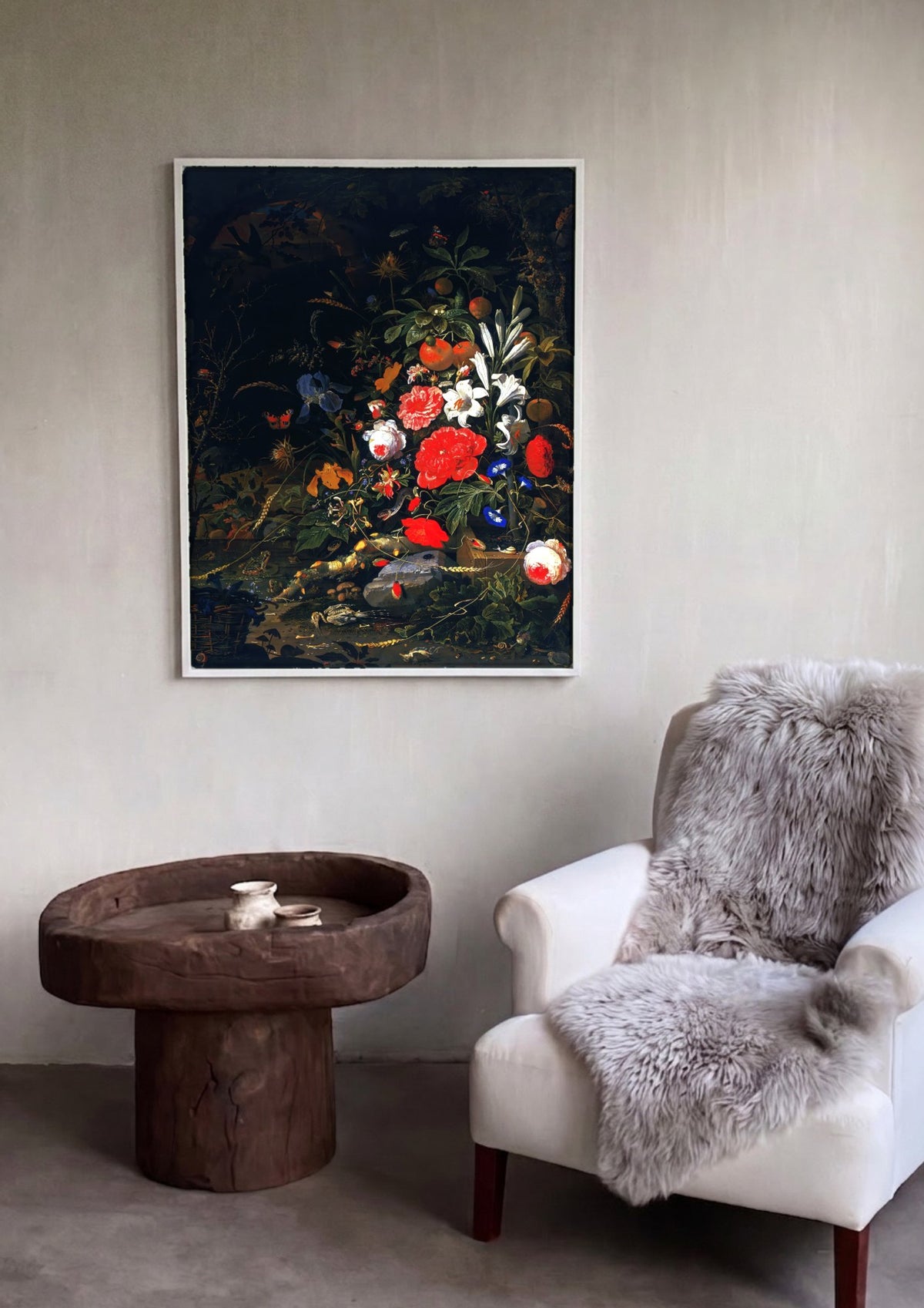 Quadro Decorativo Natureza-Morta com Flores e Frutas - Abraham Mignon | quadro emoldurado na parede