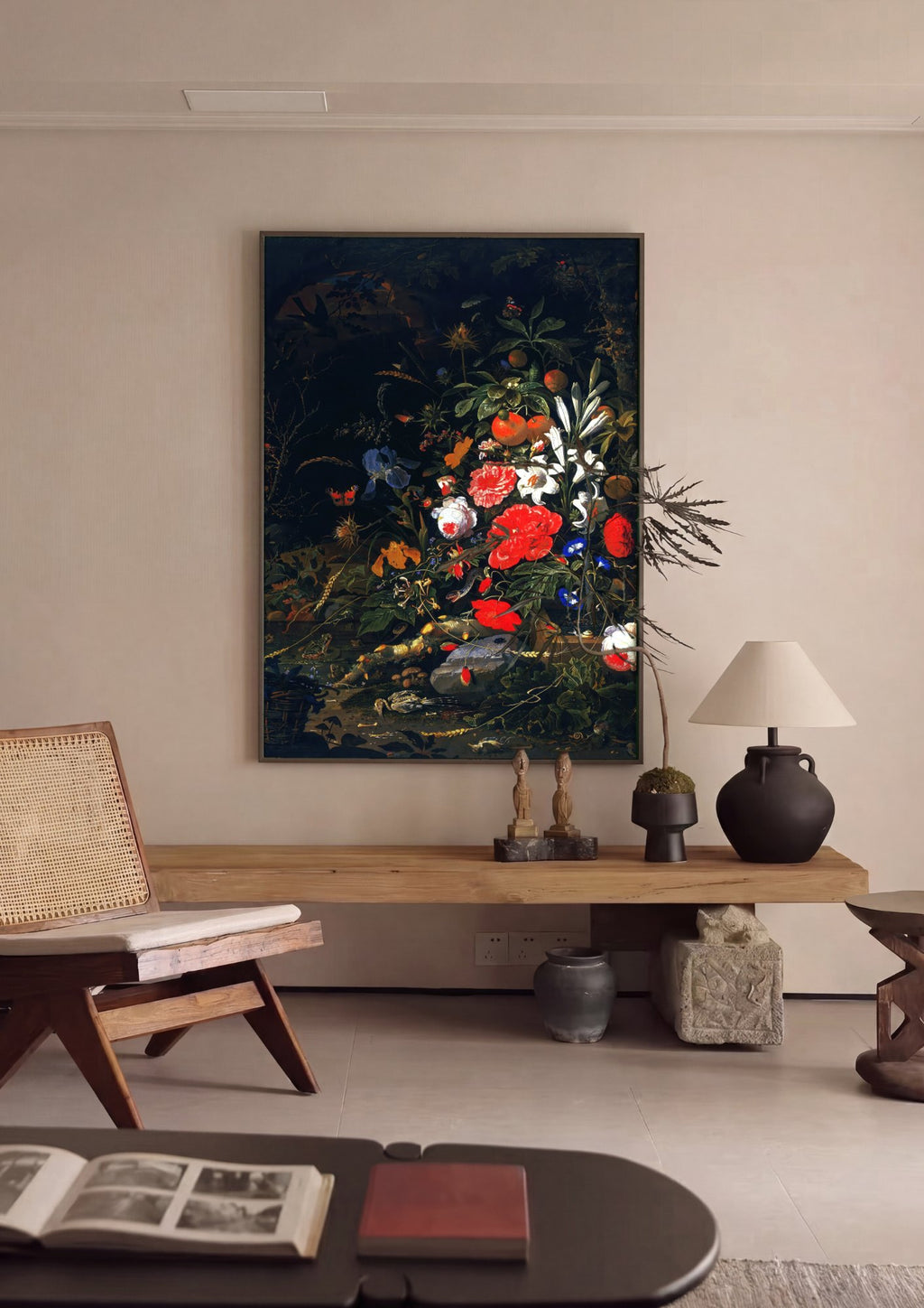 Quadro Decorativo Natureza-Morta com Flores e Frutas - Abraham Mignon | quadro emoldurado na parede