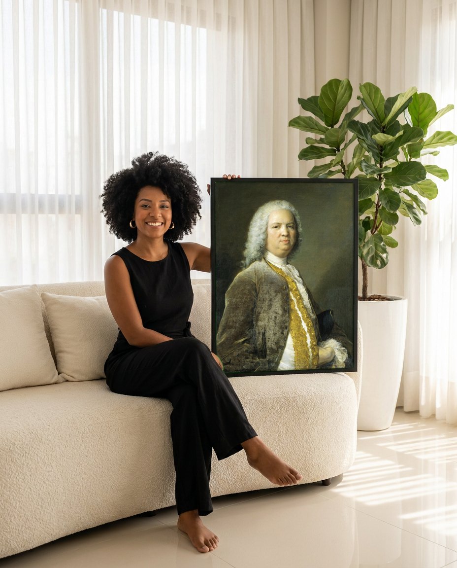 Quadro Decorativo Retrato de Cavalheiro - Jean-Marc Nattier | modelo apresentando o quadro emoldurado