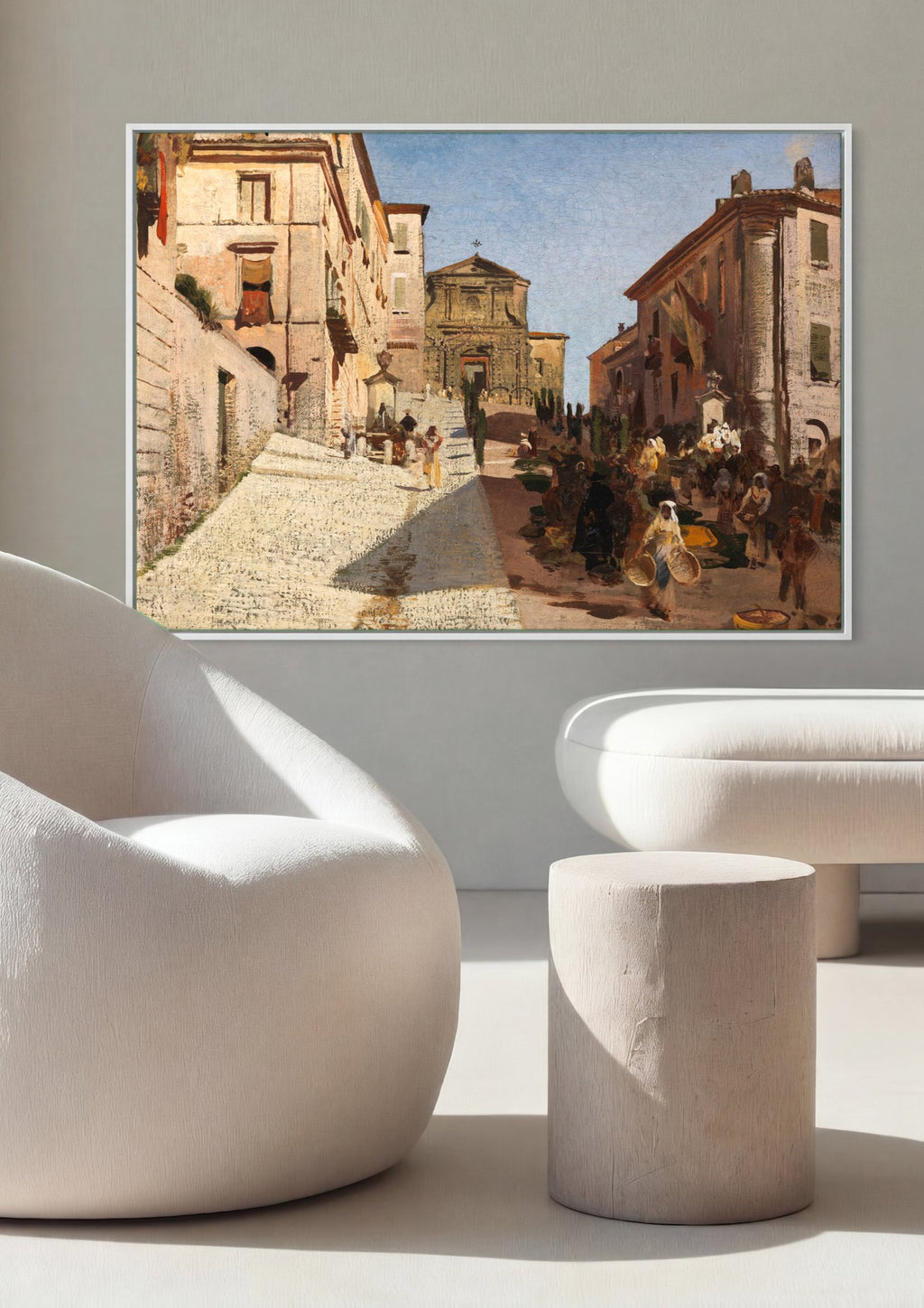 Quadro Decorativo Cena de Rua Italiana - Oswald Achenbach | quadro emoldurado na parede