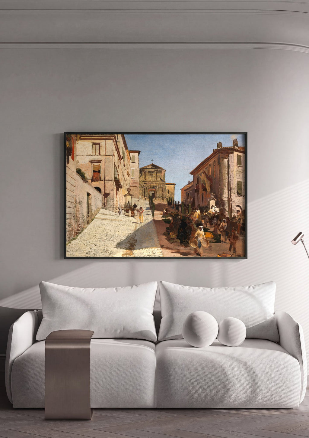 Quadro Decorativo Cena de Rua Italiana - Oswald Achenbach | quadro emoldurado na parede