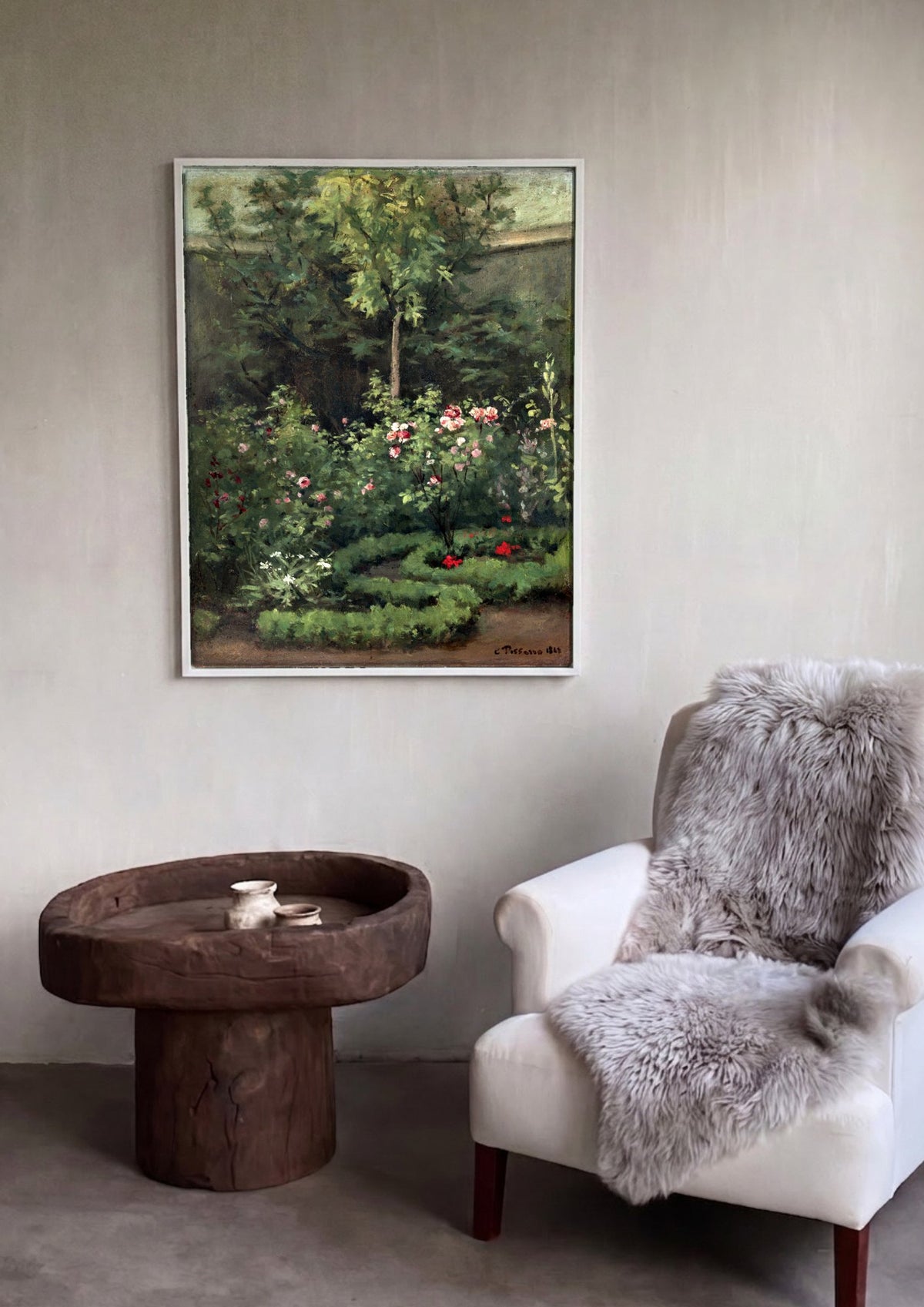 Quadro Decorativo Jardins Floridos em Pontoise - Pissarro | quadro emoldurado na parede