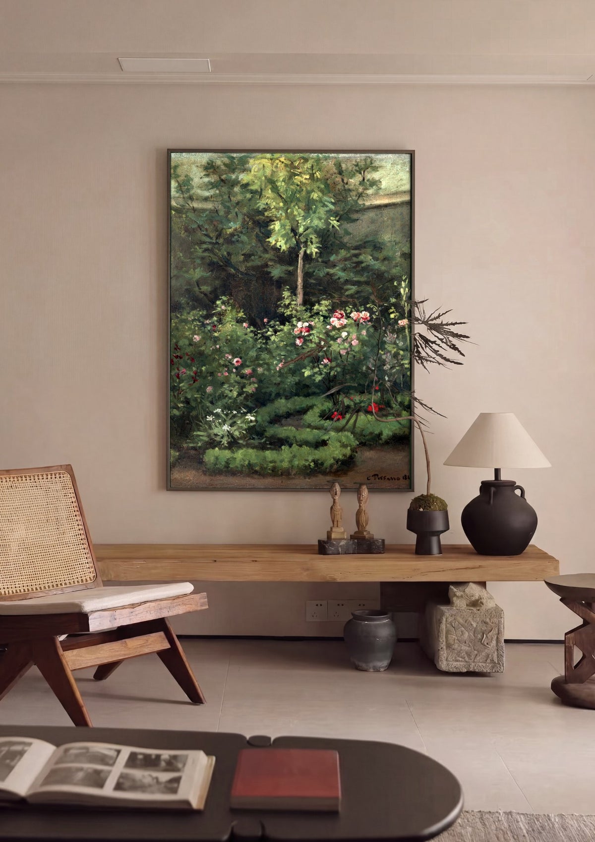 Quadro Decorativo Jardins Floridos em Pontoise - Pissarro | quadro emoldurado na parede