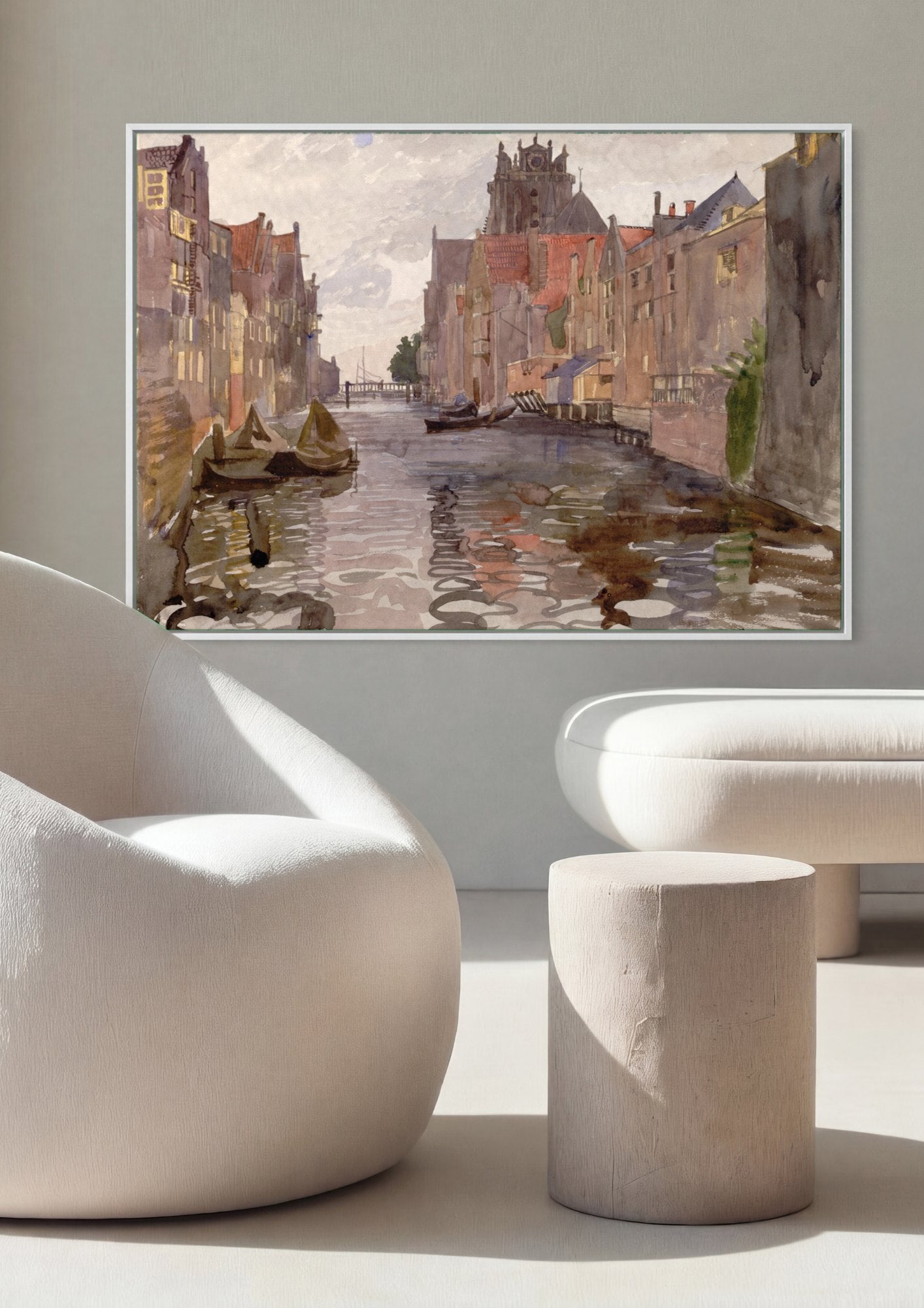 Quadro Decorativo Canal Urbano Europeu - Oskar Laske | quadro emoldurado na parede