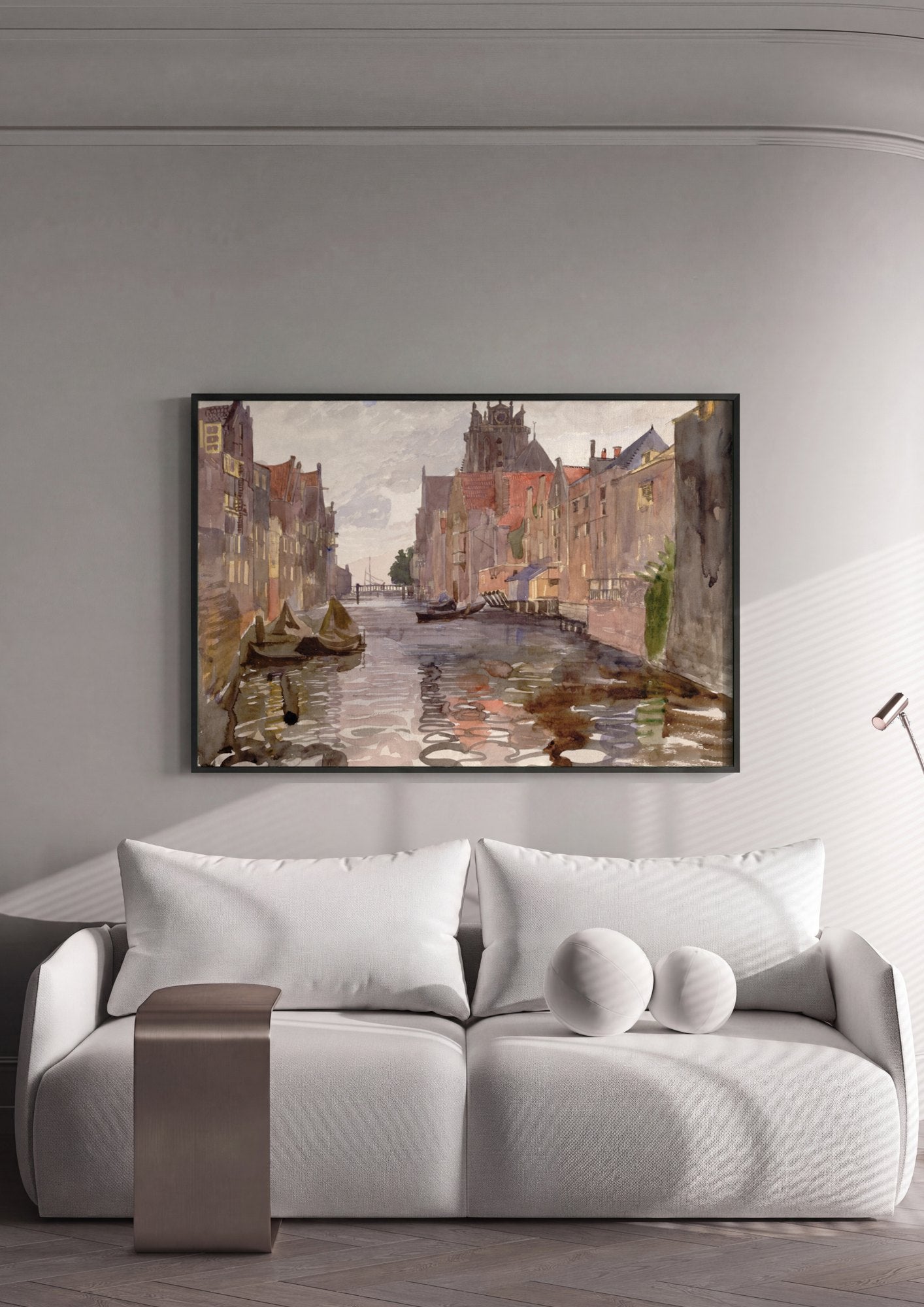 Quadro Decorativo Canal Urbano Europeu - Oskar Laske | quadro emoldurado na parede