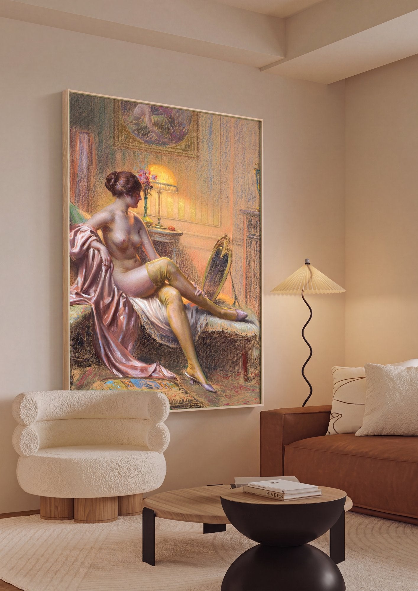 Quadro Decorativo A Mulher e o Espelho - Delphin Enjolras em ambiente decorado