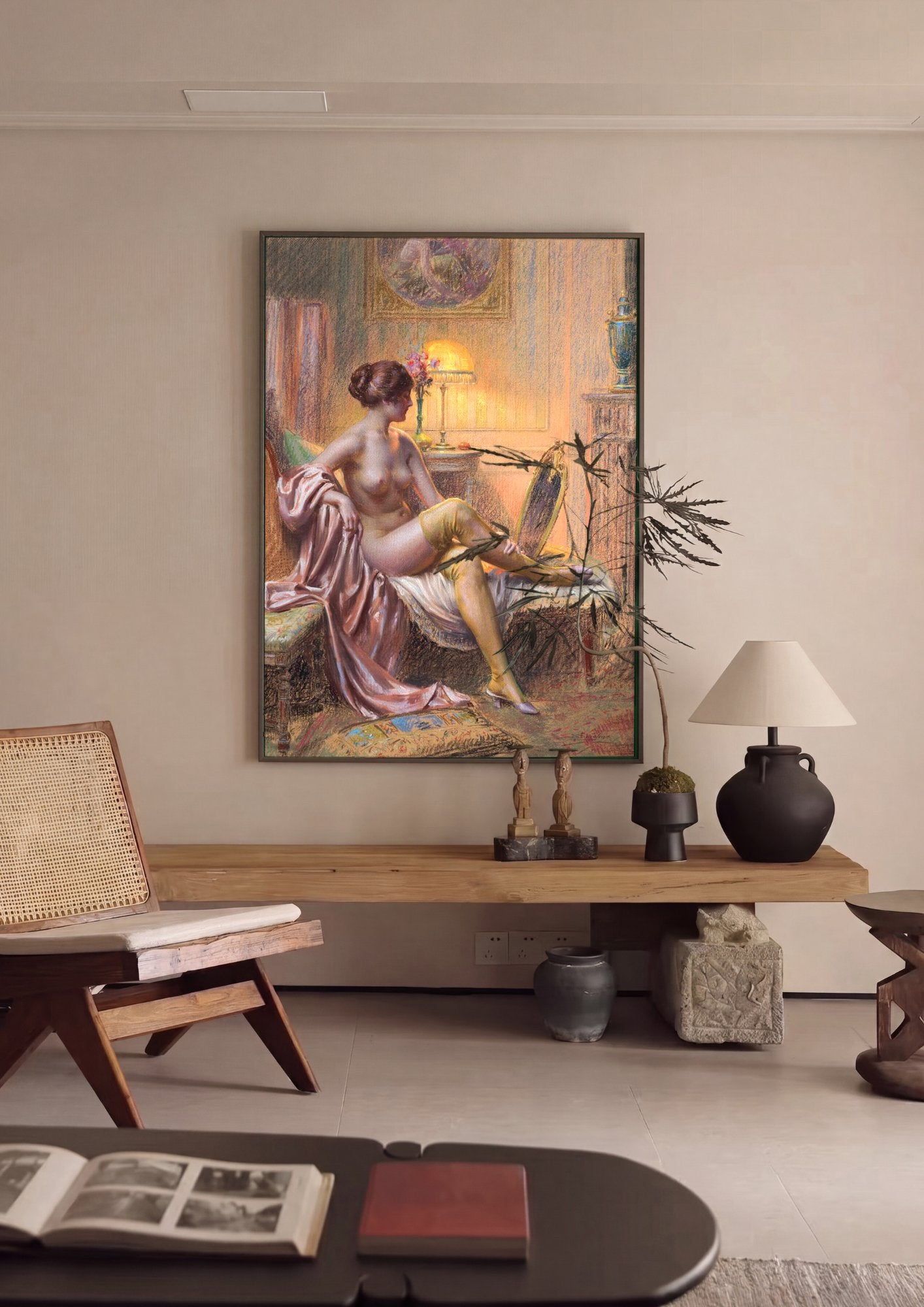 Quadro Decorativo A Mulher e o Espelho - Delphin Enjolras em ambiente decorado