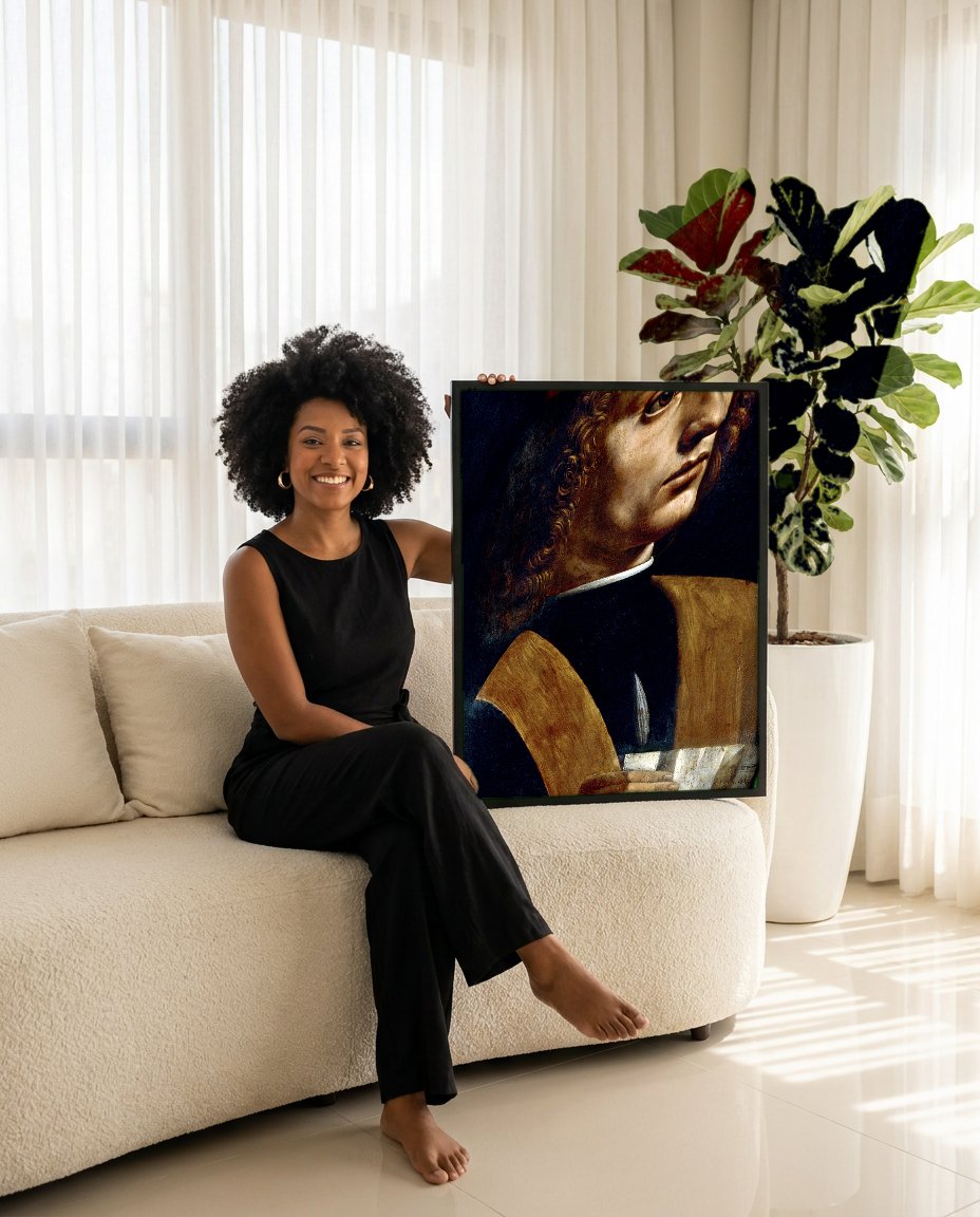 Quadro Decorativo Retrato de um Músico - Da Vinci com modelo em ambiente