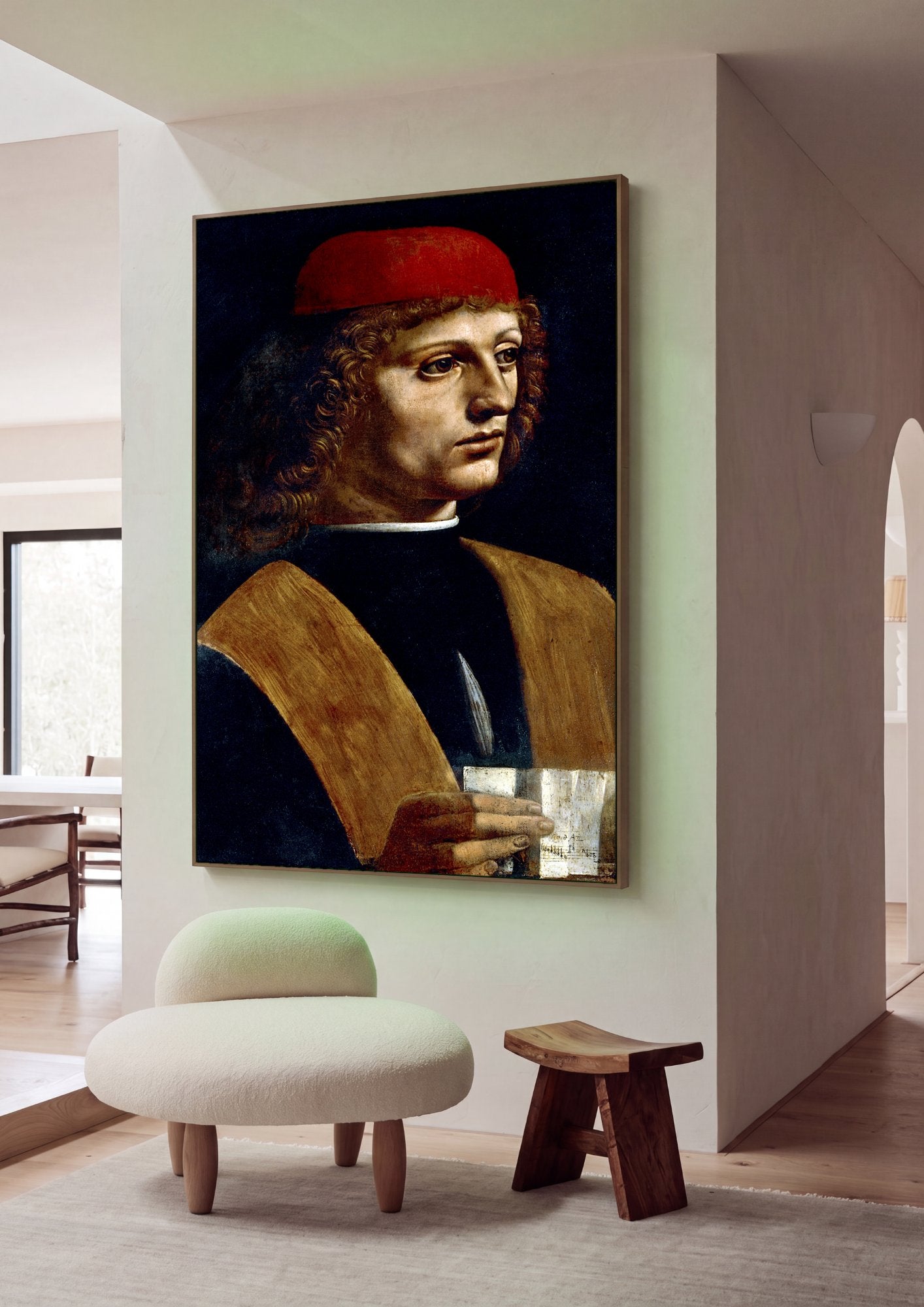 Quadro Decorativo Retrato de um Músico - Da Vinci em ambiente decorado