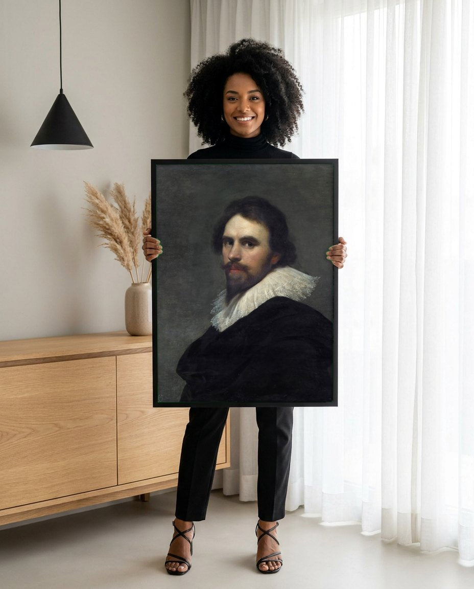 Quadro Decorativo Retrato de Cavalheiro - Daniël Mijtens | modelo apresentando o quadro emoldurado
