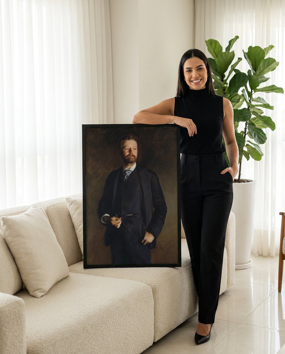 Quadro Decorativo Retrato de Cavalheiro - John Singer Sargent | modelo apresentando o quadro emoldurado