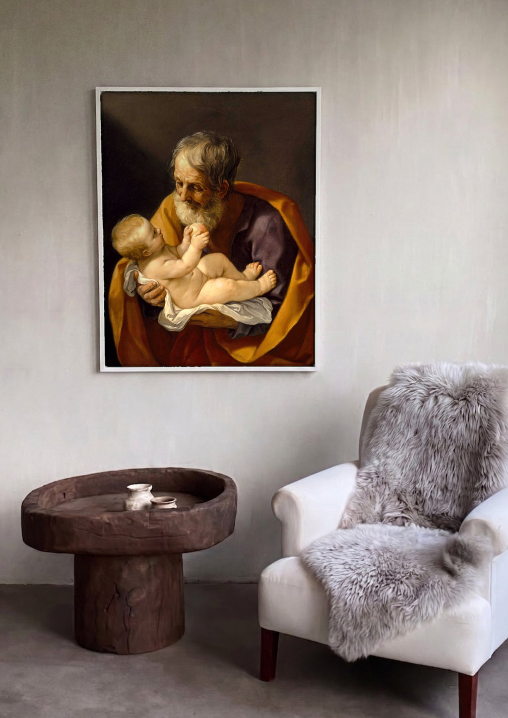 Quadro Decorativo São José com o Menino Jesus - Guido Reni | quadro emoldurado na parede
