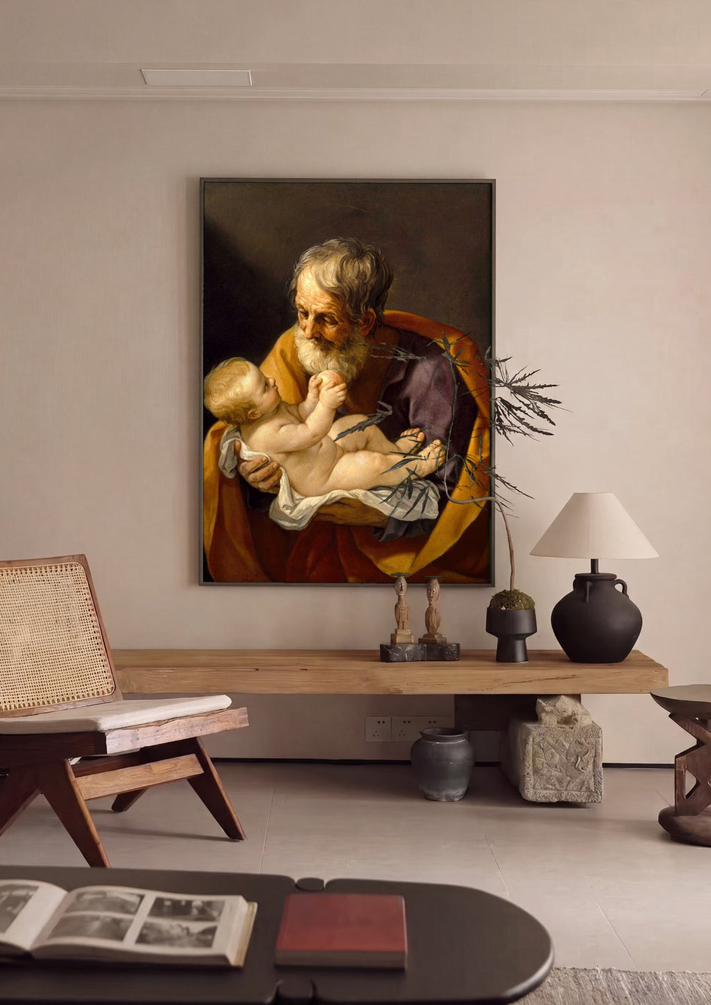 Quadro Decorativo São José com o Menino Jesus - Guido Reni | quadro emoldurado na parede