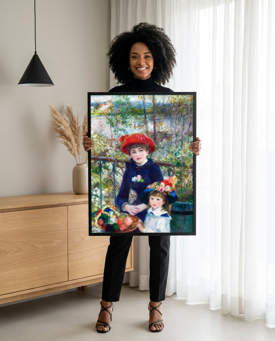 Quadro Decorativo Duas Irmãs (No Terraço) - Renoir | modelo apresentando o quadro emoldurado