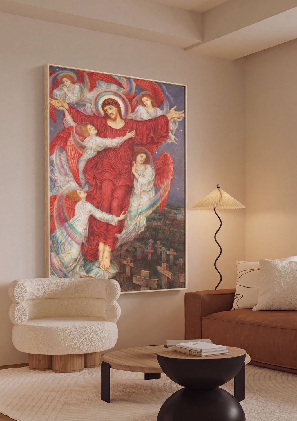Quadro Decorativo A Ascensão de Cristo - Evelyn De Morgan em ambiente decorado