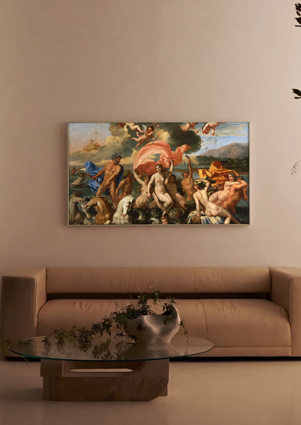 Quadro Decorativo O Triunfo de Netuno e Anfitrite - Nicolas Poussin em ambiente decorado