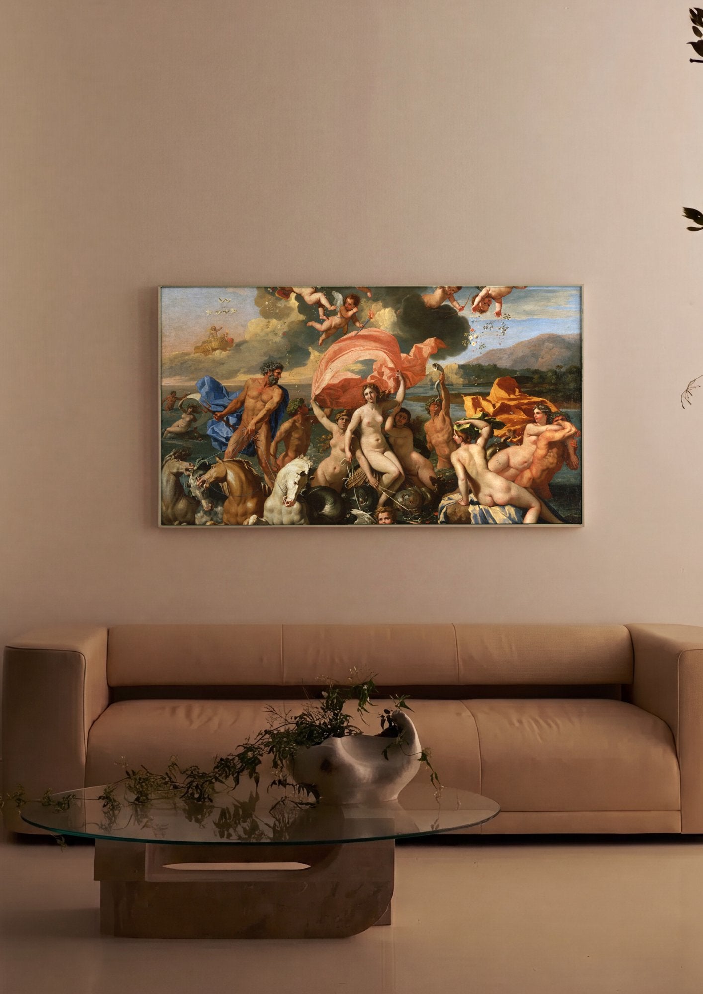 Quadro Decorativo O Triunfo de Netuno e Anfitrite - Nicolas Poussin em ambiente decorado