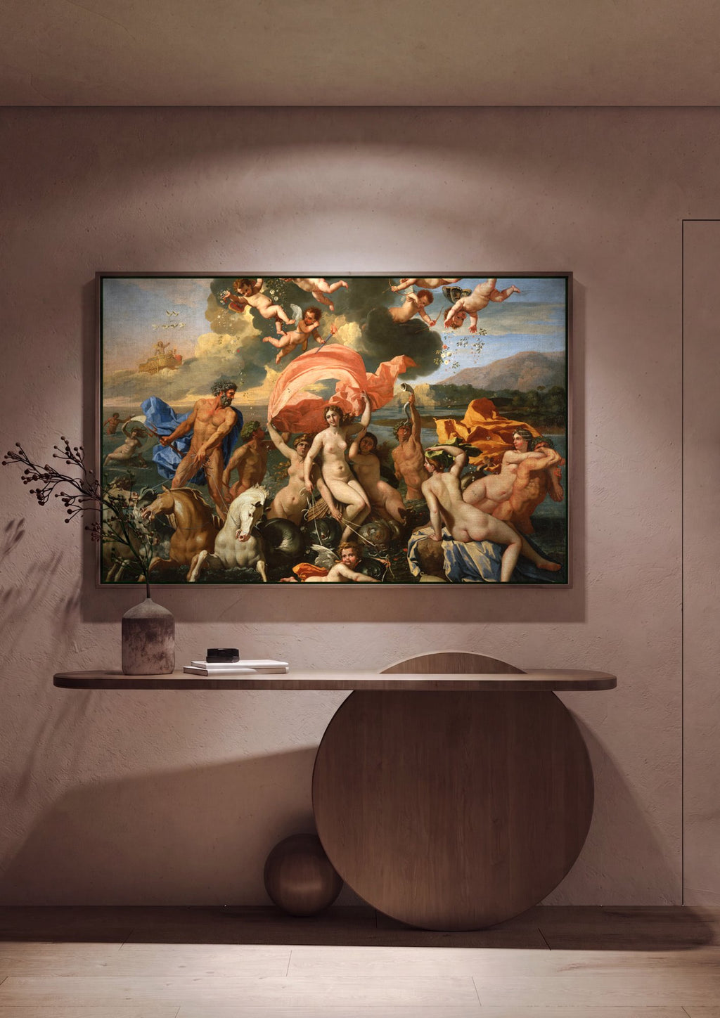 Quadro Decorativo O Triunfo de Netuno e Anfitrite - Nicolas Poussin em ambiente decorado