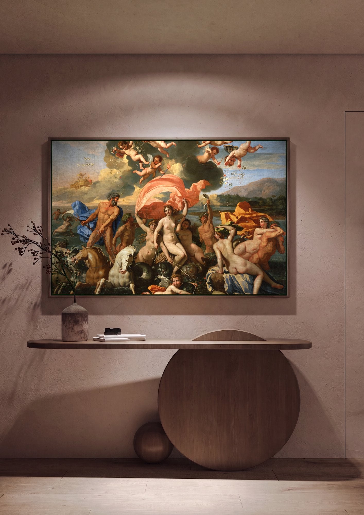 Quadro Decorativo O Triunfo de Netuno e Anfitrite - Nicolas Poussin em ambiente decorado