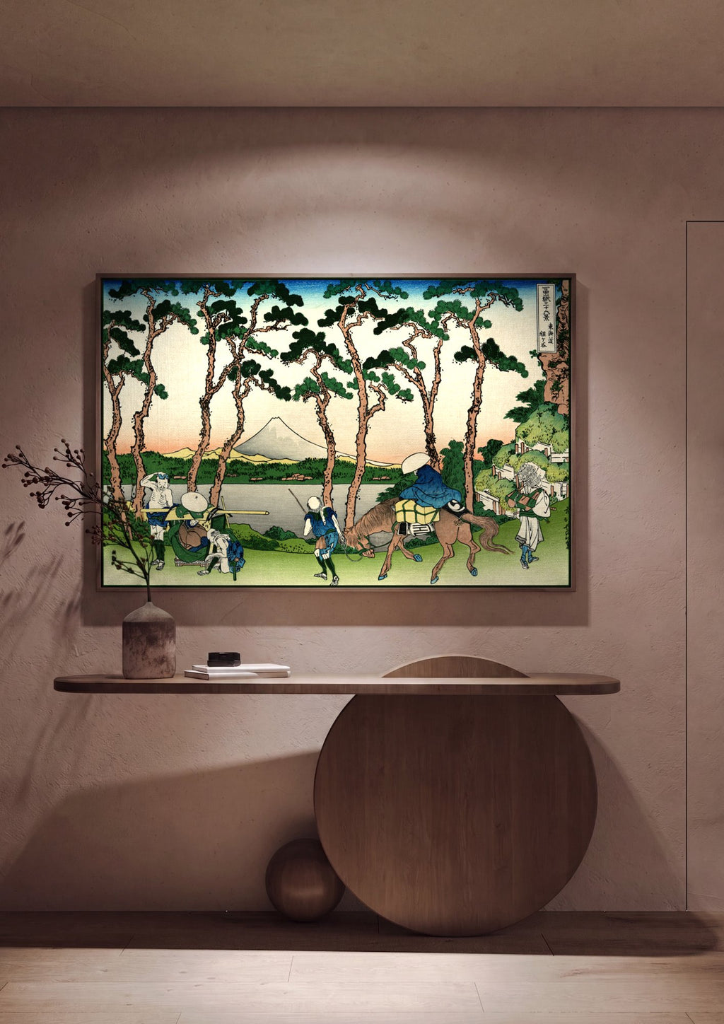 Quadro Decorativo A Estrada de Tokaido em Ejiri - Hokusai em ambiente decorado